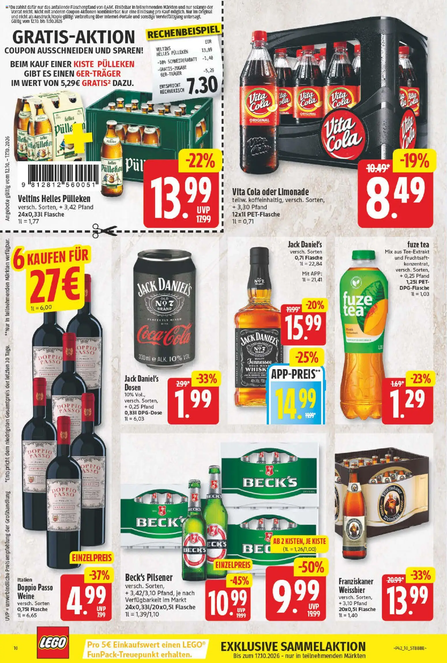NP Discount Prospekt – gültig ab 12.10.2026 | Seite: 10 | Produkte: Franziskaner, Cola, Vita cola, Fruchtsaft