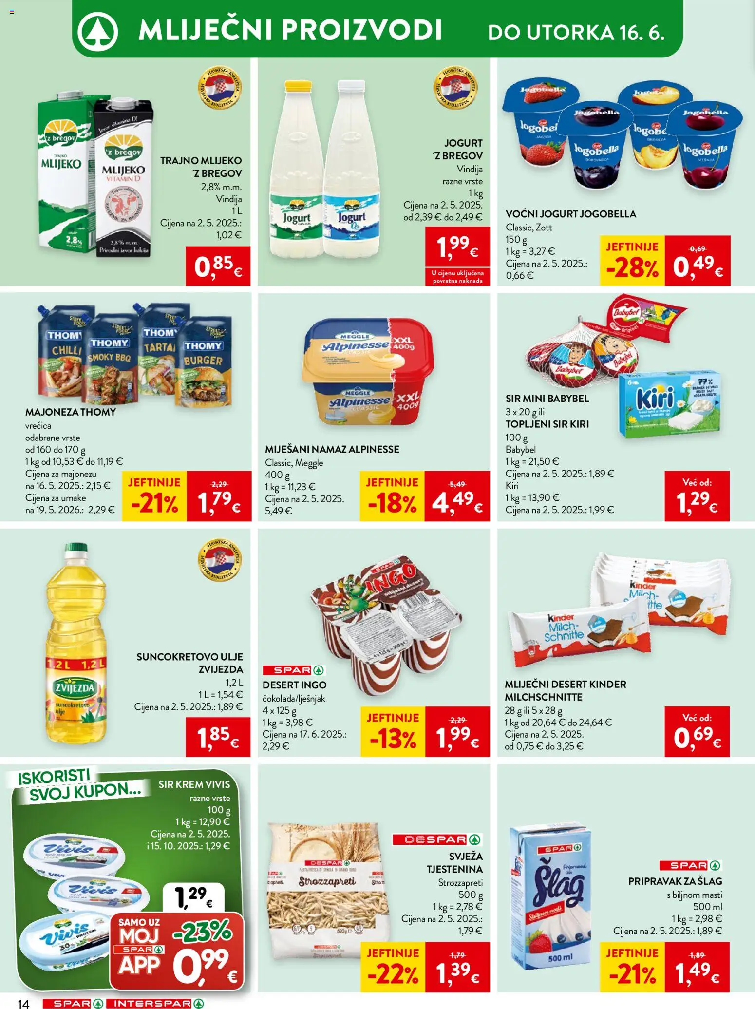 Spar katalog | vrijedi od 10.06.2026 | Stranica: 25 | Proizvodi: Vindija, Sir, Tjestenina, Majoneza