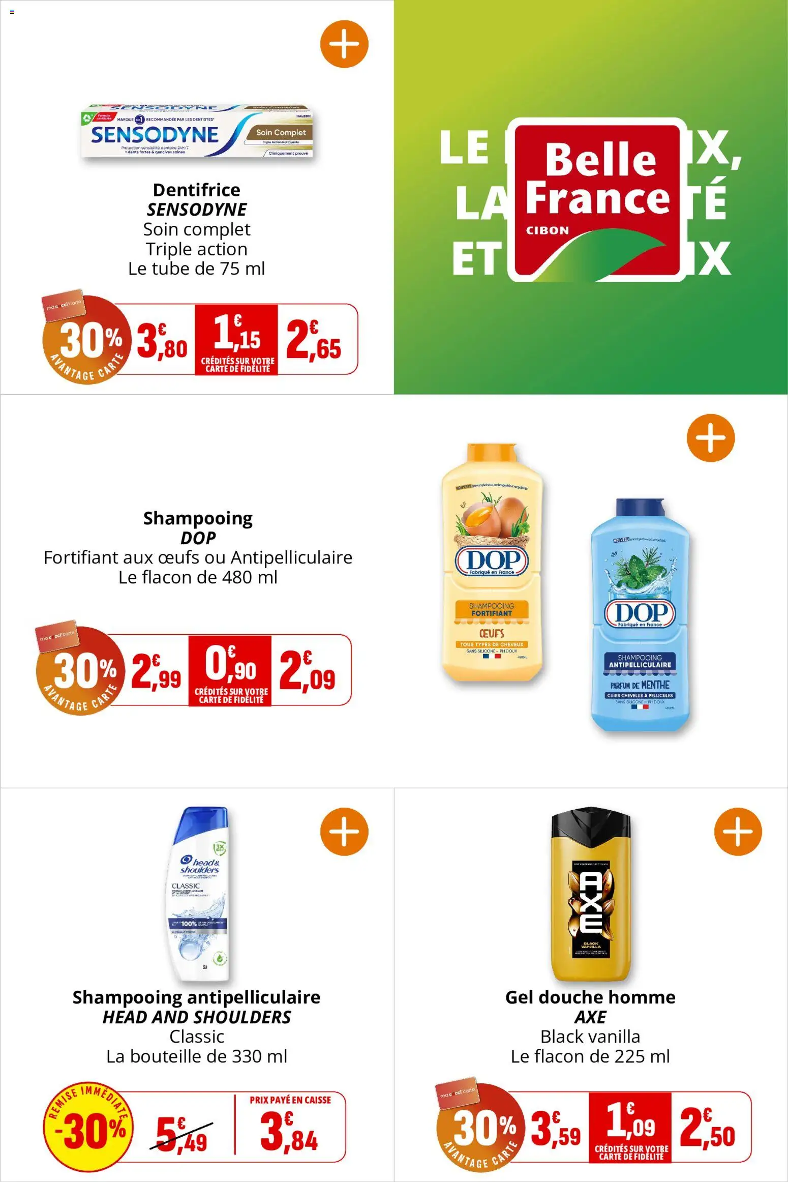 {H1} | Page: 44 | Produits: Shampooing, Dentifrice, Douche, Œufs