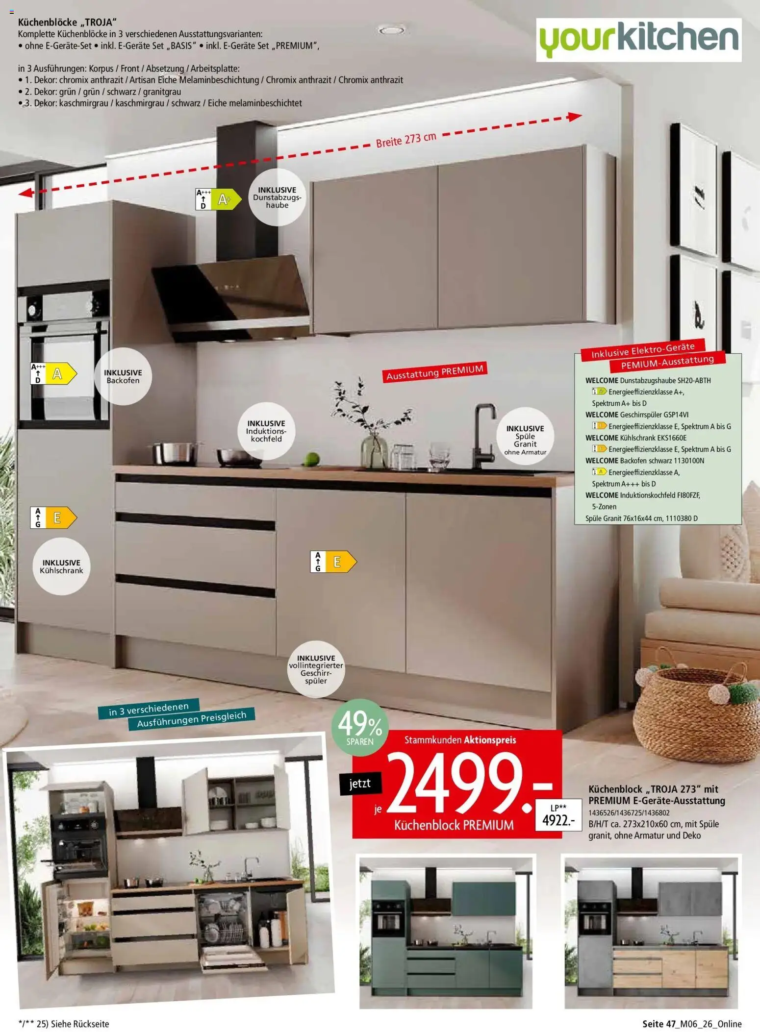 Zurbrüggen - Zurbrüggen: Unschlagbar günstig – gültig ab 01.05.2026 | Seite: 47 | Produkte: Küchenblock, Kühlschrank, Kochfeld, Backofen