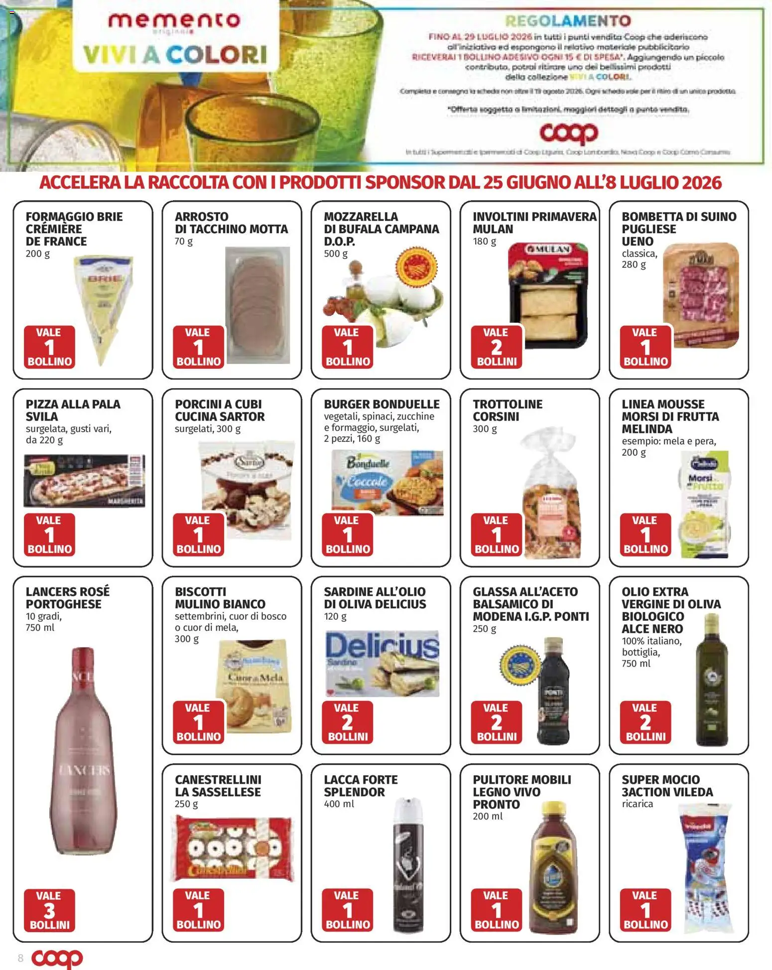 Volantino COOP del 25/06/2026 | Pagina: 8 | Prodotti: Mocio, Formaggio, Olio, Zucchine