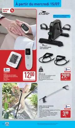 Aldi - Prévisualisation de CRANE, MINI-VÉLO, Avec 5 fonctions et un réglage en continu, de la résistance des pédales., Dim. env. 43 x 42 x 30,5 cm., Piles et bandes de fitness incluses., Réf. 5016308, Crane mini-bike with 5 functions and continuous pedal resistance adjustment. Includes batteries and fitness bands. valide à partir de 14/07/2026 | Page: 30