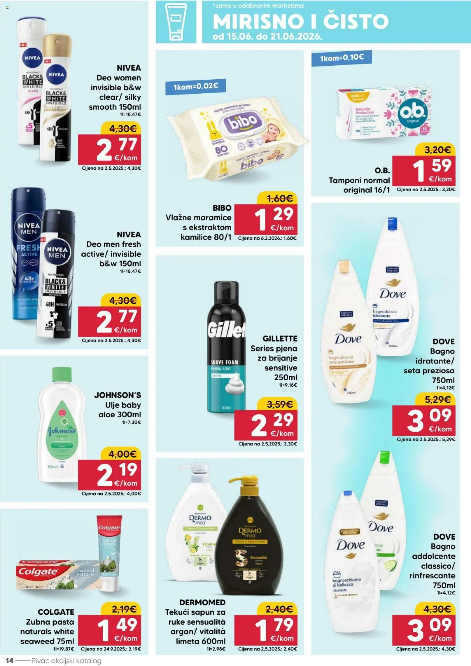 Pivac katalog | vrijedi od 15.06.2026 | Stranica: 14 | Proizvodi: Vlažne maramice, Ulje, Pasta, Dove