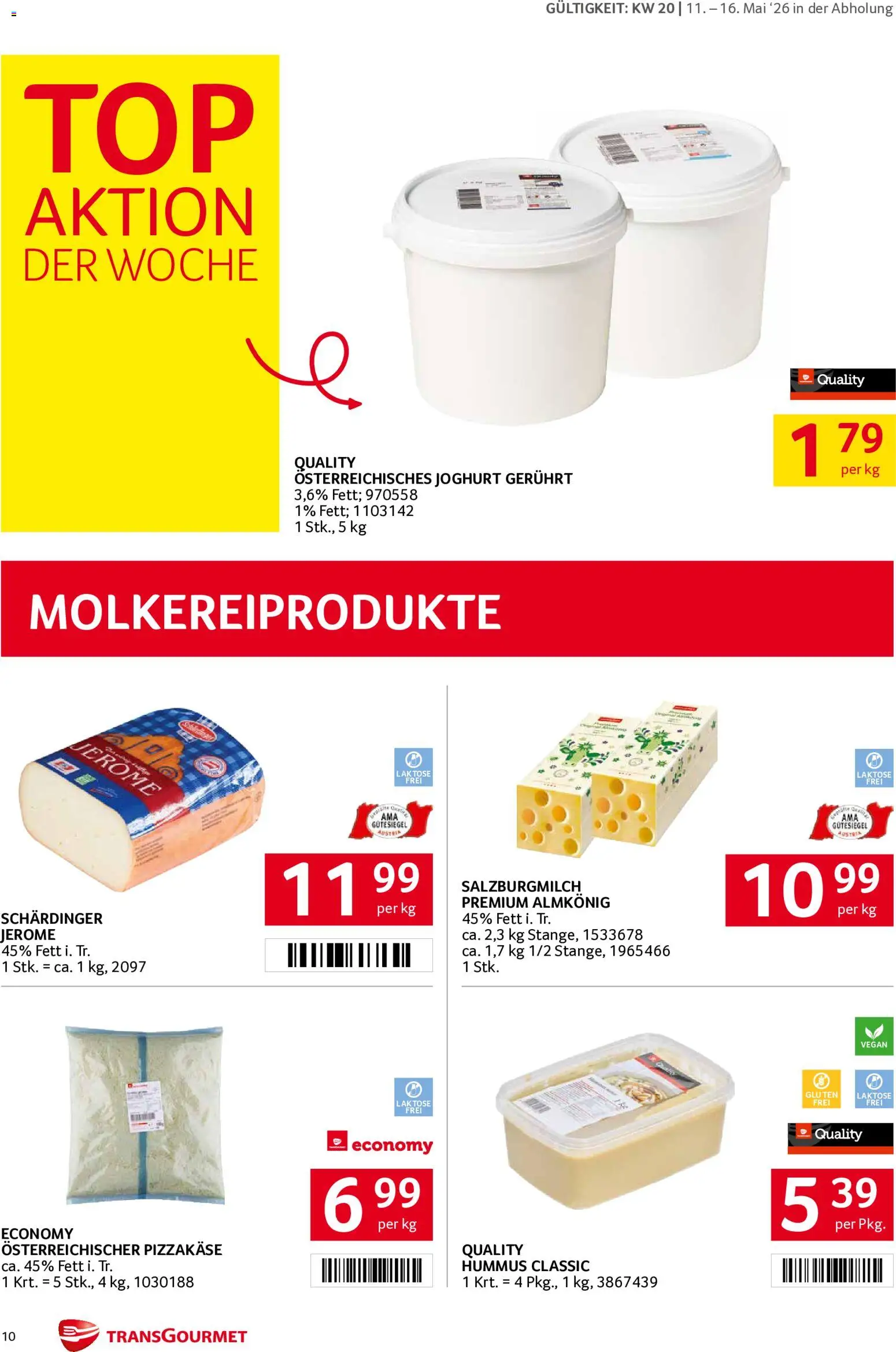 Transgourmet Flugblatt gültig ab 11.05.2026 | Seite: 10 | Produkte: Joghurt