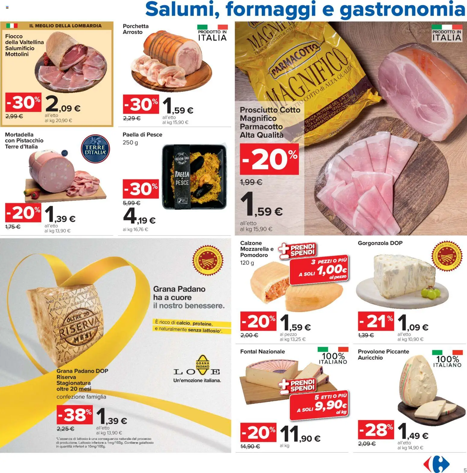 Volantino Carrefour del 13/10/2026 | Pagina: 5 | Prodotti: Pesce, Prosciutto, Mortadella, Paella