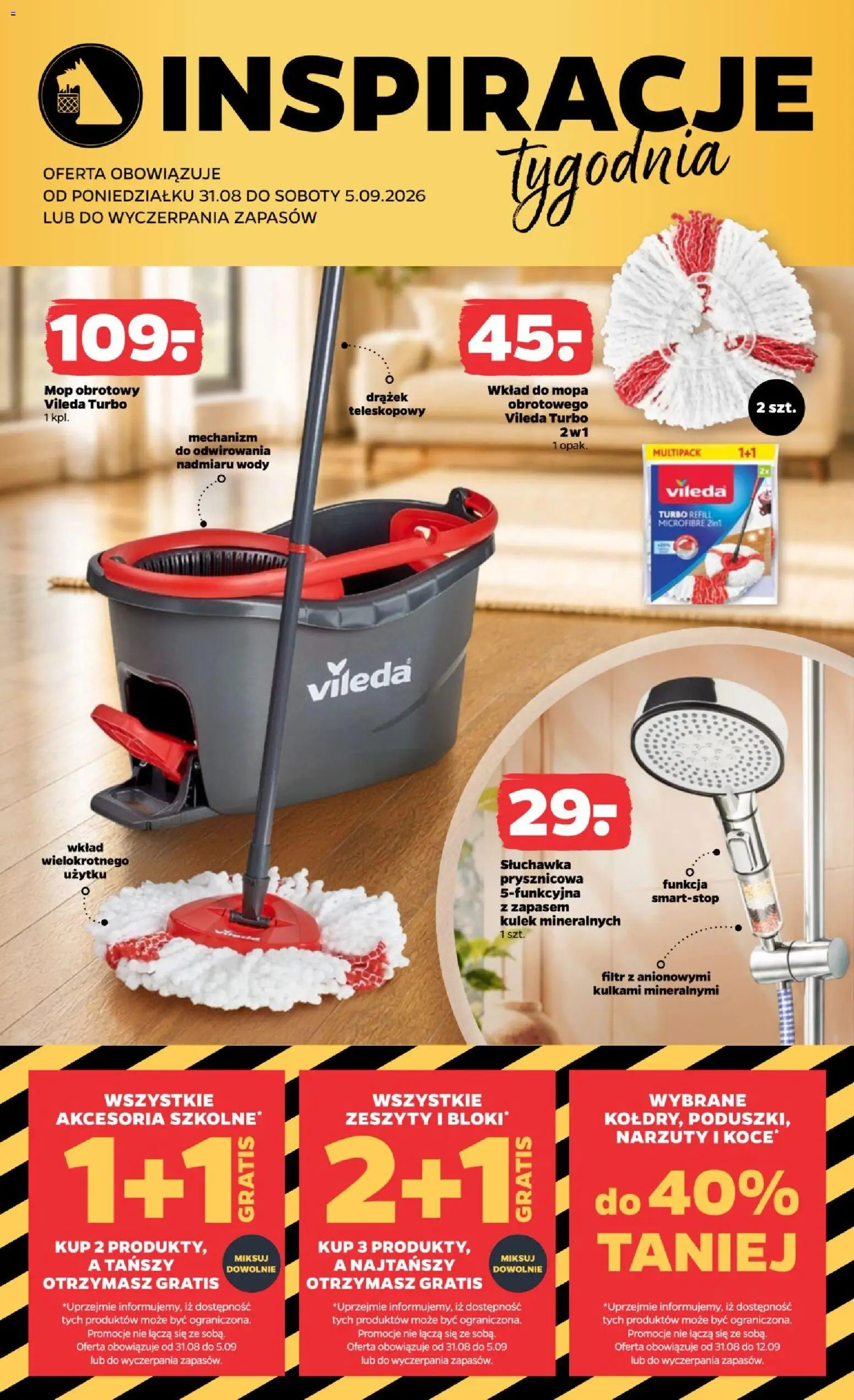 Netto gazetka od poniedziałku NonFood od 31.08.2026 | Strona: 2 | Produkty: Wkład do mopa Vileda, Mop obrotowy vileda, Vileda, Mop