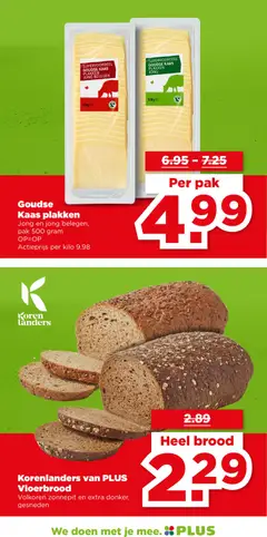 Goudse Kaas plakken, Jong en jong belegen, pak 500 gram OP=OP - Voorbeeld van een folder van Plus, geldig van 27.05.2026 | Pagina: 16 | Producten: Kaas, Brood