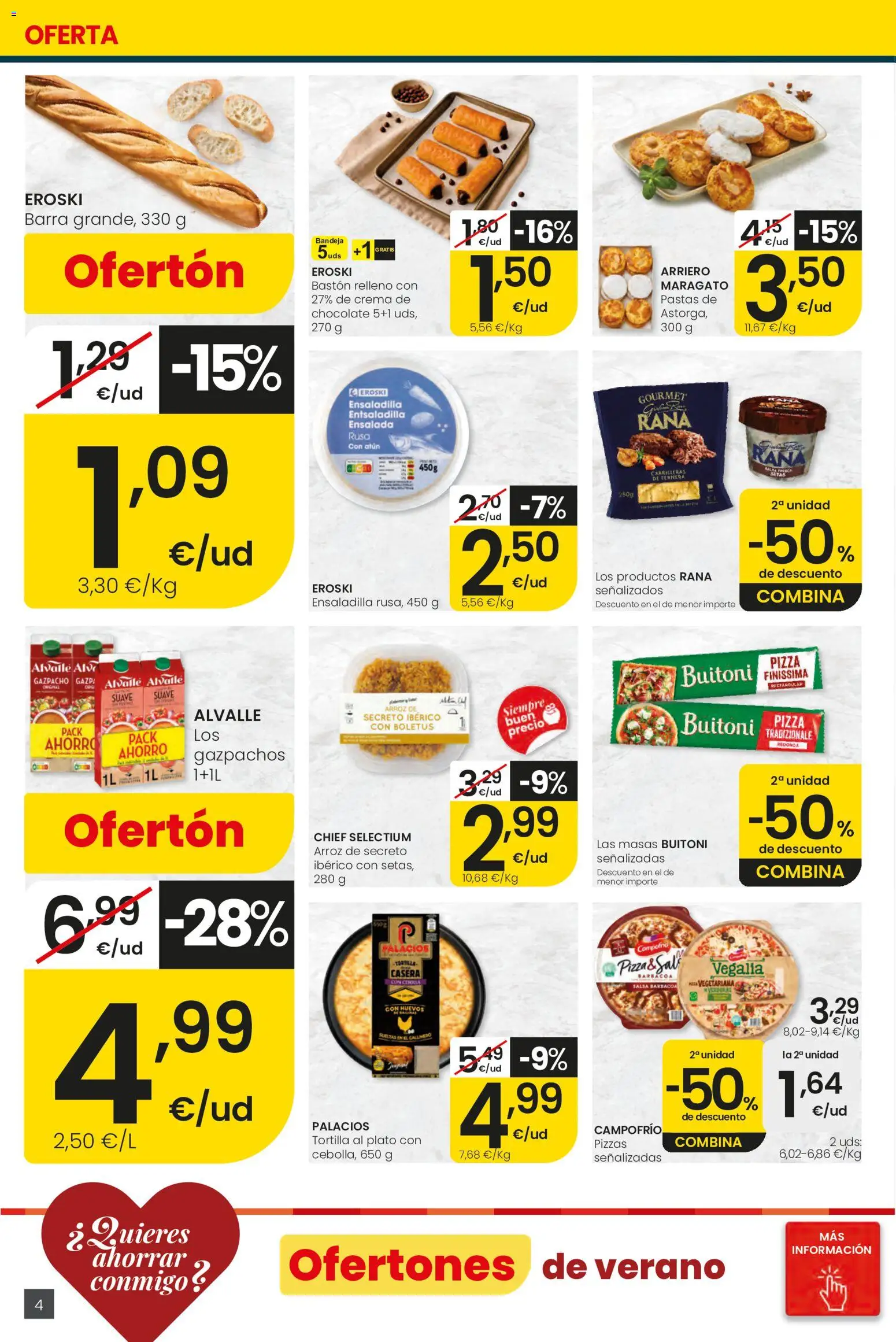 Eroski Ofertones de verano Center │ válido desde el 11.06.2026 | Página: 4 | Productos: Huevos, Arroz, Παγωμένο τσάι, Barbacoa