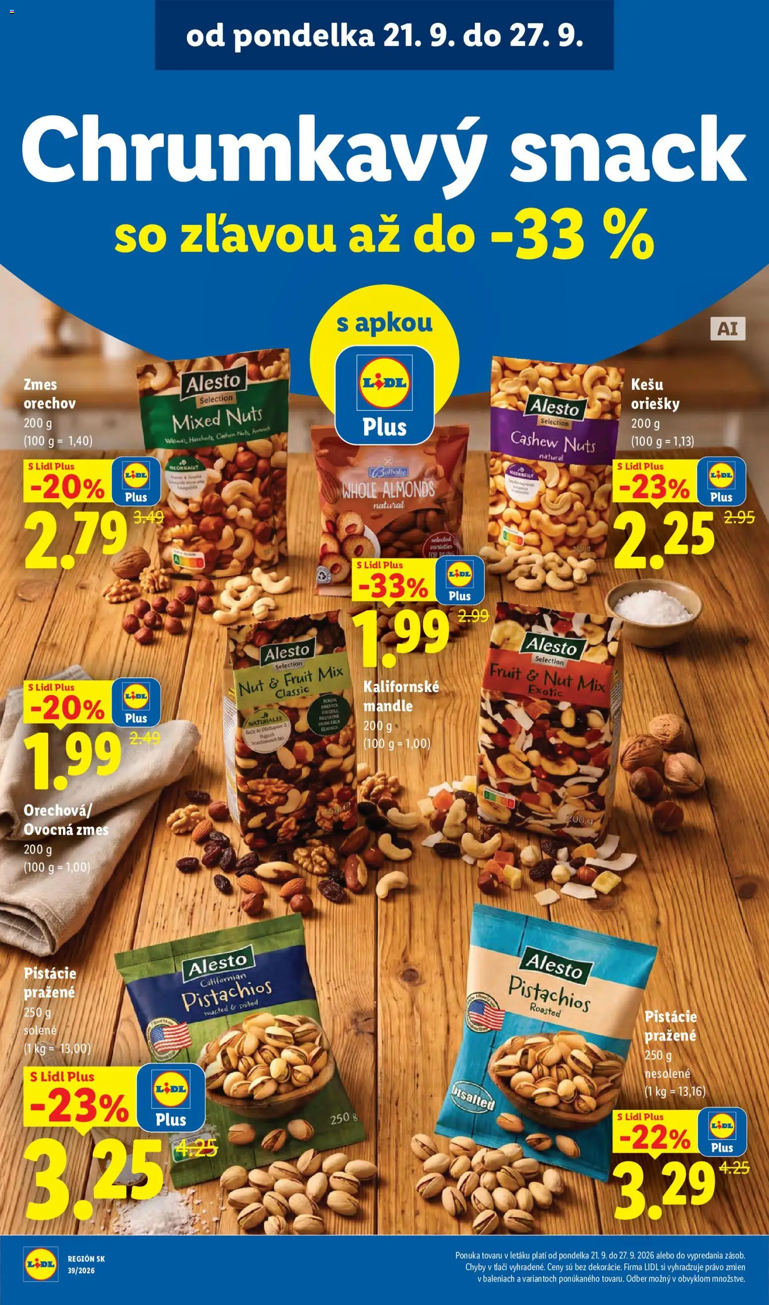 Nové Lidl akcie – leták je platný od 21.09.2026 | Strana: 37 | Produkty: Oriešky, Kešu, Pistácie, Mandle