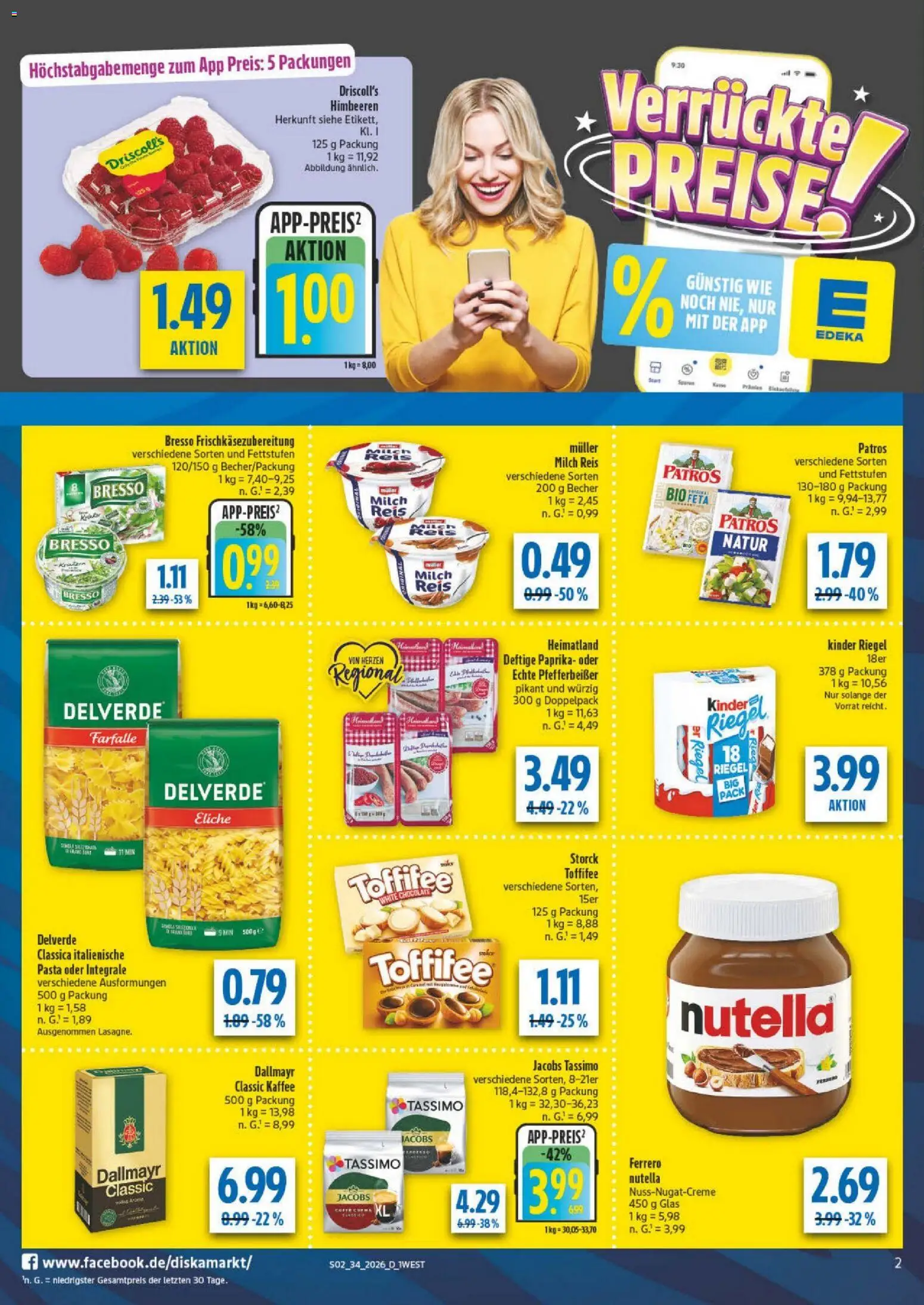 Diska - Diska Angebote Bayern KW34 – gültig ab 17.08.2026 | Seite: 2 | Produkte: Milch, Kaffee, Patros, Toffifee