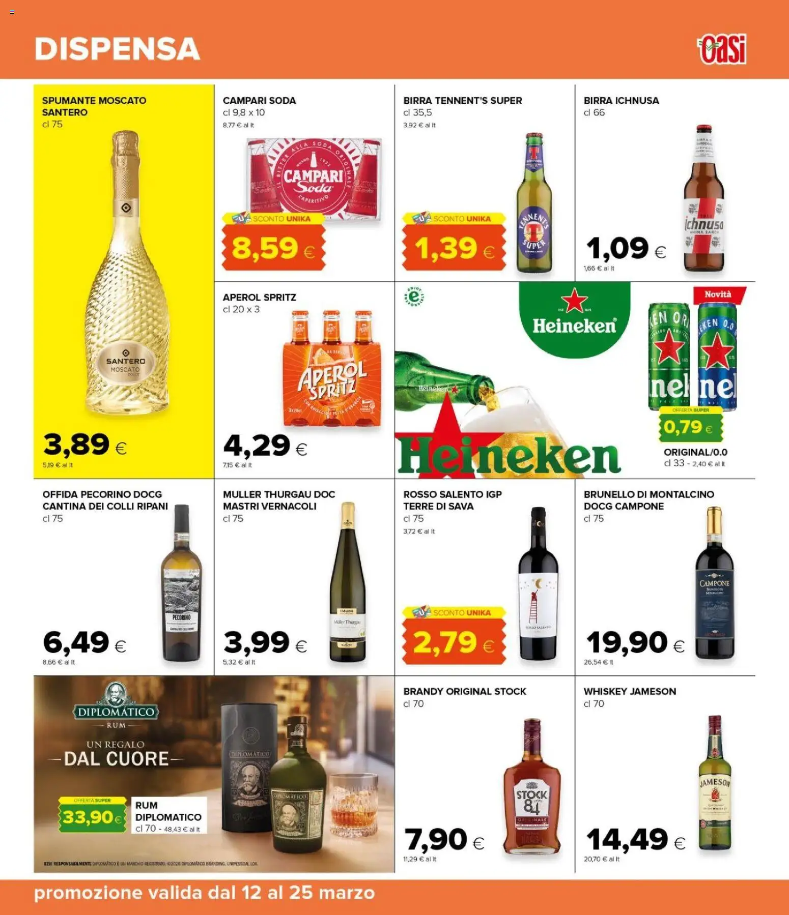 Volantino Oasi del 12.03.2026 | Pagina: 25 | Prodotti: Tennent's, Birra, Spumante, Pecorino