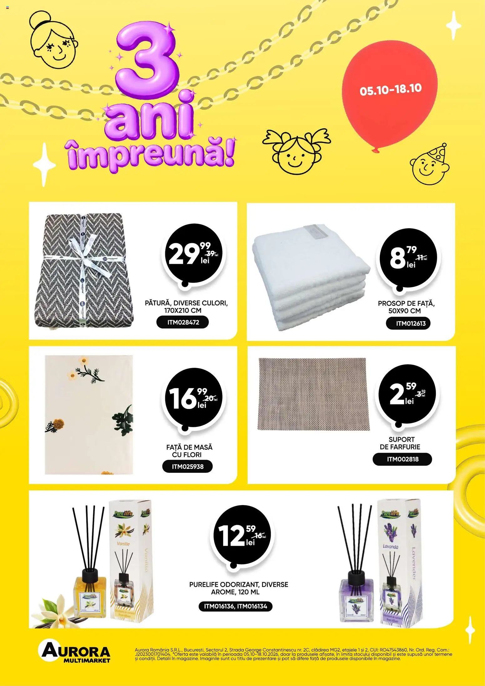 Noul catalog Aurora Multimarket – valabil de la 05.10.2026 | Pagină: 8 | Produse: Față de masă, Masă, Farfurie, Flori