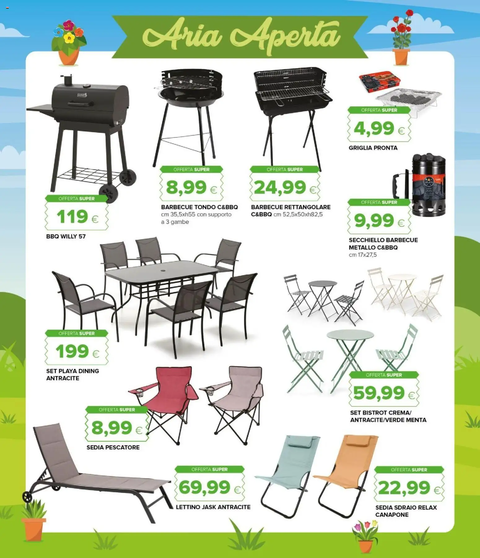 Volantino Oasi del 23.04.2026 | Pagina: 33 | Prodotti: Sedia sdraio, Barbecue, Lettino, Sedia
