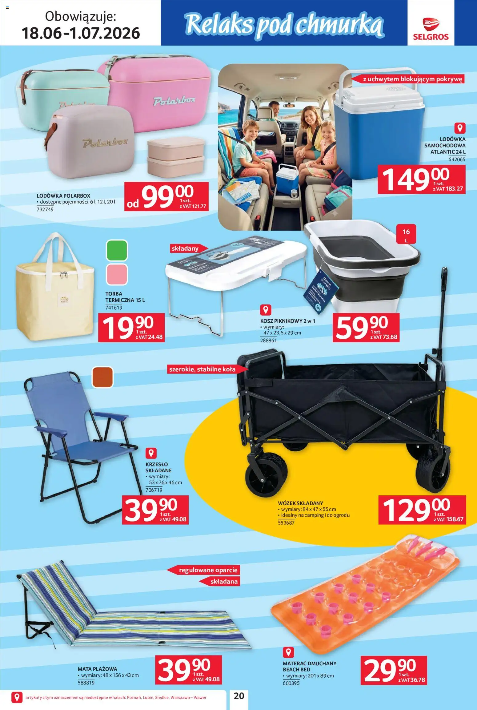 Selgros cash&carry gazetka - Urlop od 18.06.2026 | Strona: 20 | Produkty: Torba, Lodówka, Krzesło, Kosz