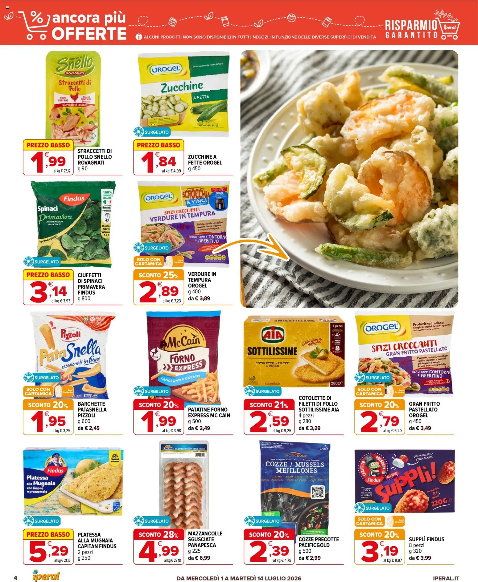 Volantino Iperal del 01/07/2026 | Pagina: 4 | Prodotti: Pollo, Spinaci, Zucchine, Forno