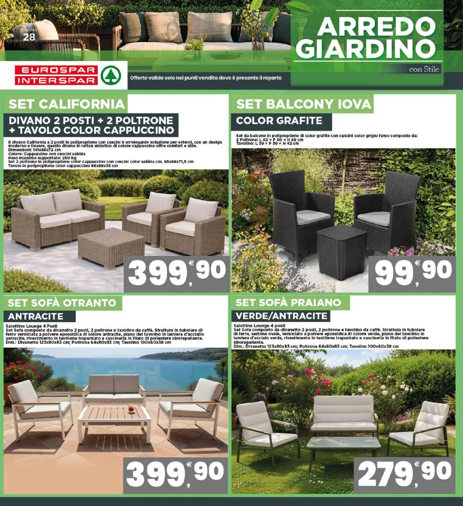 Volantino Eurospar del 27.04.2026 | Pagina: 28 | Prodotti: Tavolino, Sofá, Divano, Poltrona