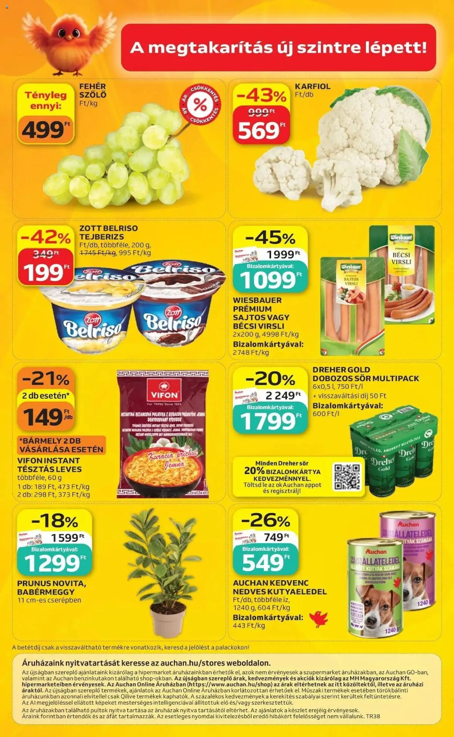 Auchan akciós újság Szolnok - 2026.09.17. -tól/töl > akció, lapozható szórólap 🛍️ | Oldal: 52 | Termékek: Vifon, Lé, Leves, Dobozos sör