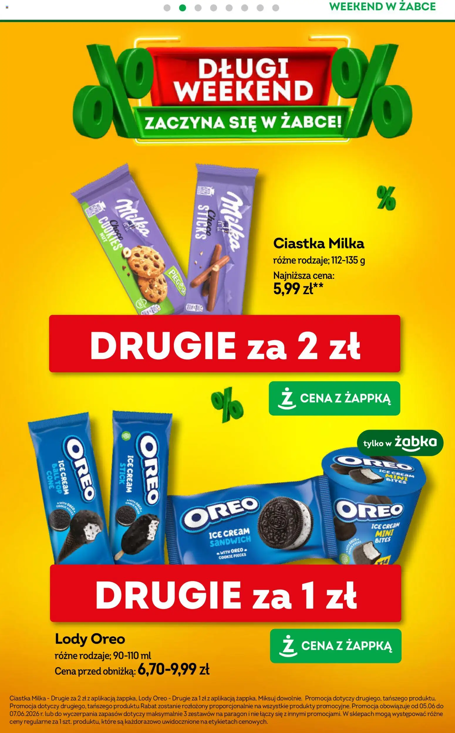 Żabka gazetka - Weekendowe promocje od 05.06.2026 | Strona: 3 | Produkty: Top, Sandwich, Milka, Lody