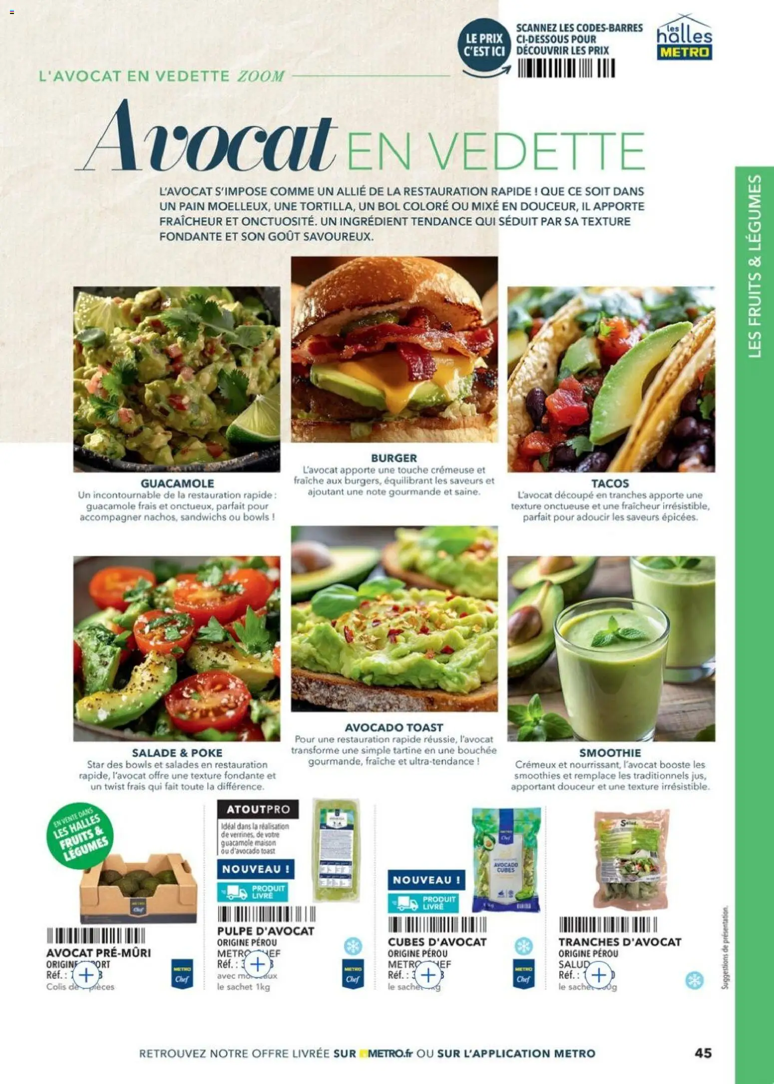 {H1} | Page: 45 | Produits: Salade, Avocat, Guacamole, Livre