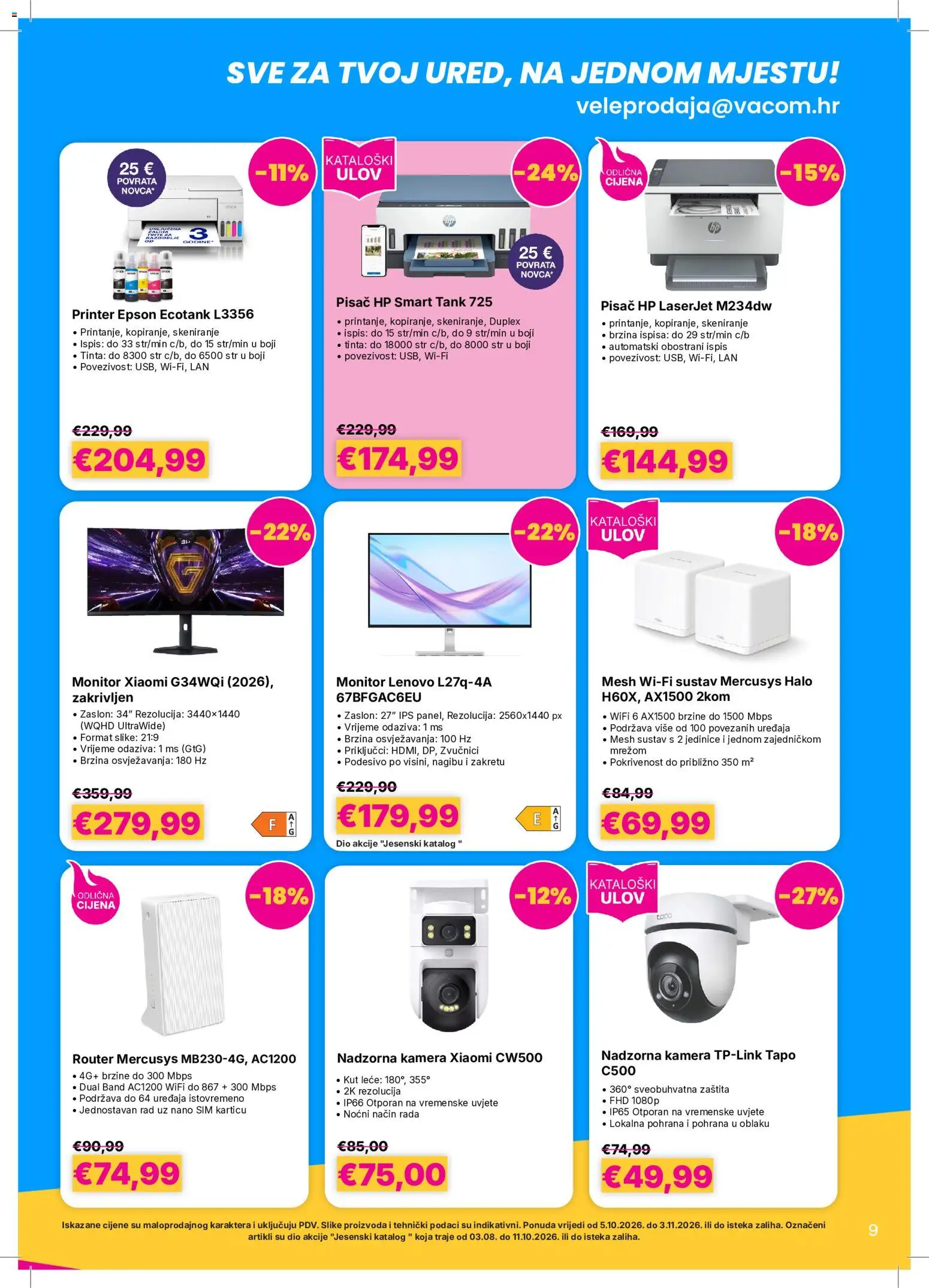 Vacom katalog | vrijedi od 05.10.2026 | Stranica: 9 | Proizvodi: Monitor, Printer, Xiaomi