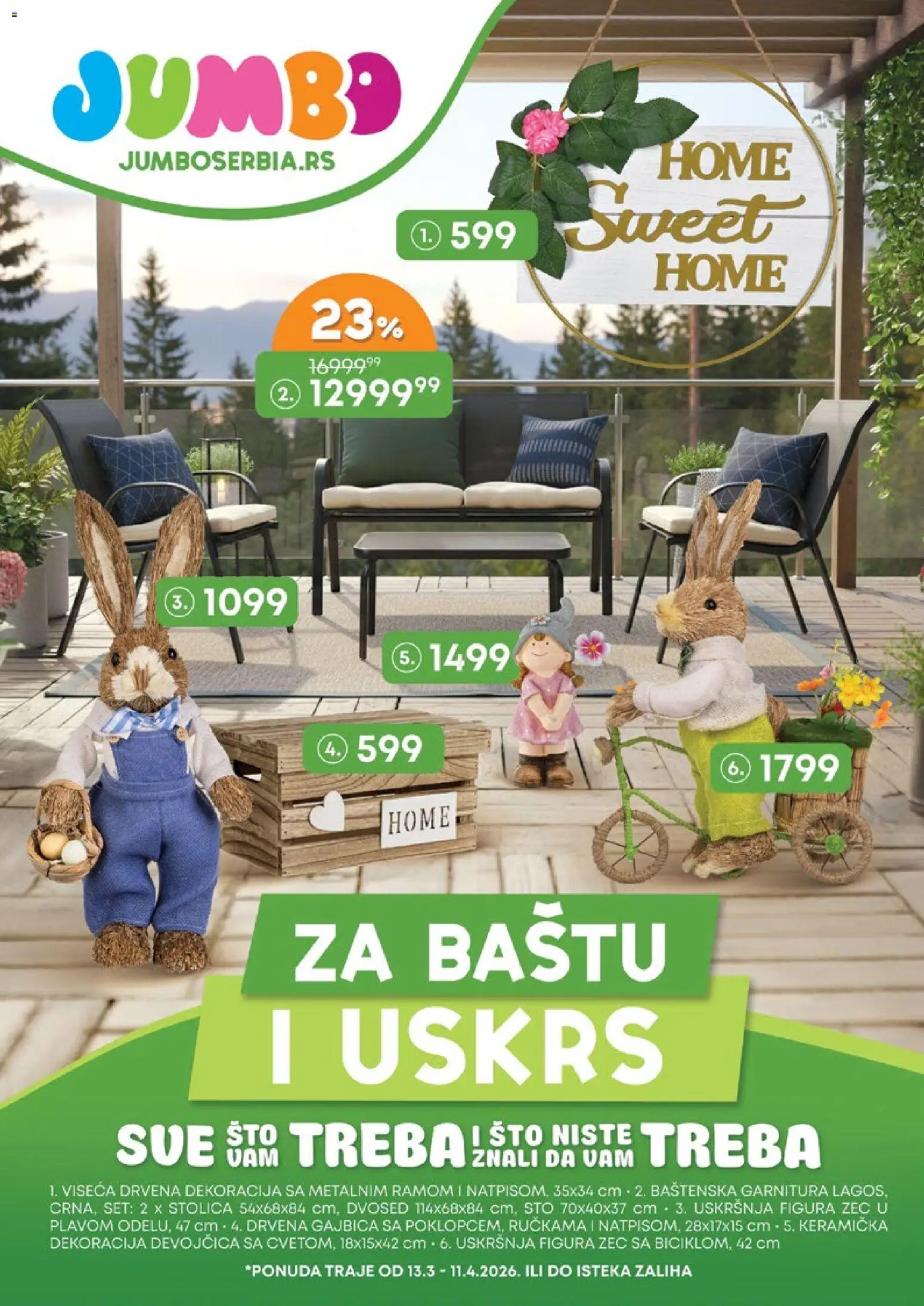 JUMBO katalog - važi od 13.03.2026 | Strana: 1 | Proizvode: Sto, Stolica, Dvosed