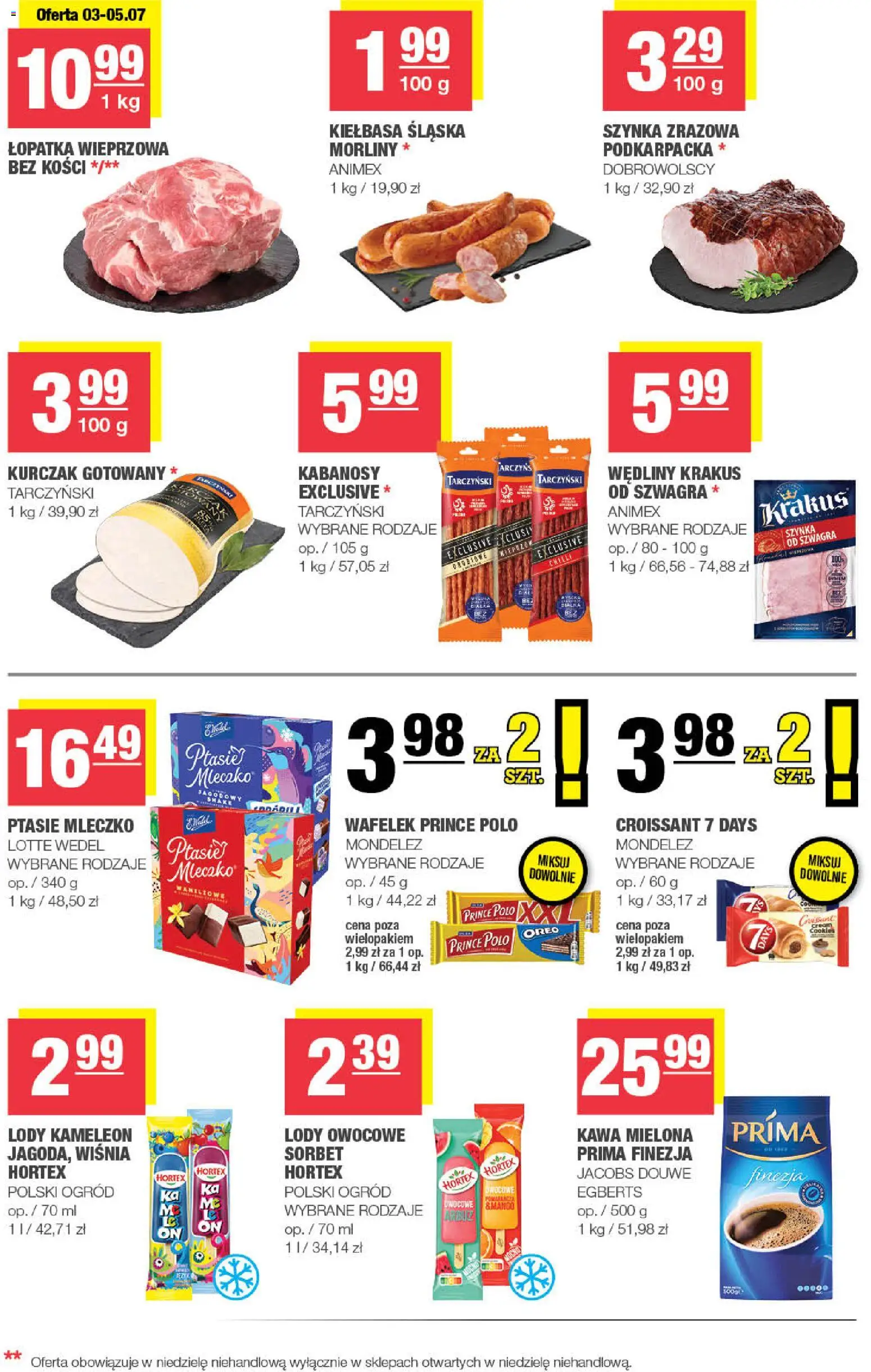 Spar gazetka - Mini od 01.07.2026 | Strona: 3 | Produkty: Kurczak, Szynka, Łopatka wieprzowa, Sorbet