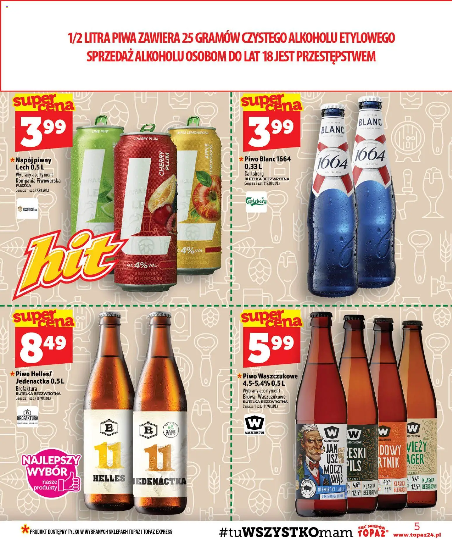 Topaz gazetka od 30.07.2026 | Strona: 5 | Produkty: Lech, Carlsberg, Piwo