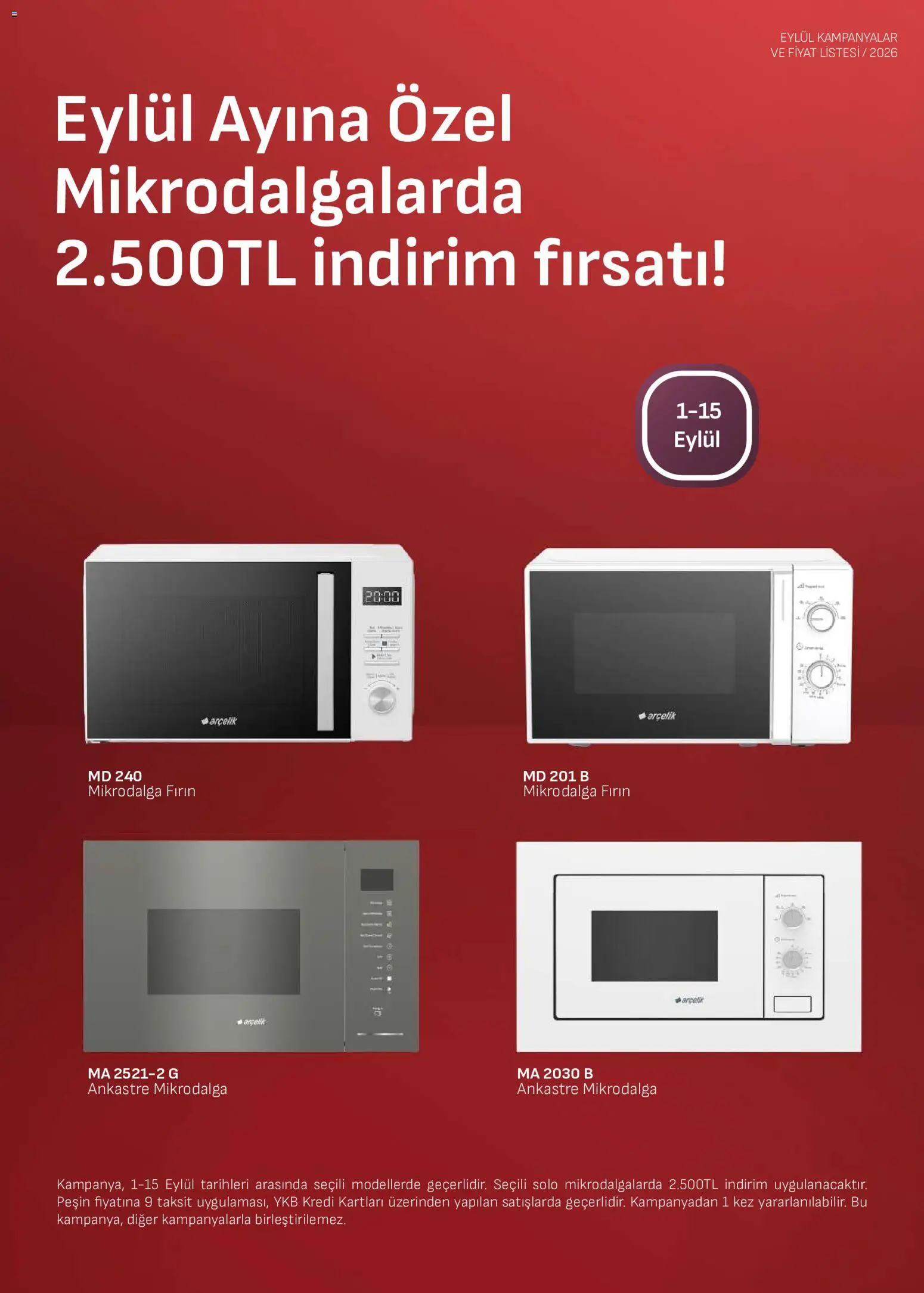 Arçelik - Ankastre Kataloğu - 01 Eylül 2026 tarihinden itibaren geçerlidir | Sayfa: 6 | Ürünler: Fırın, Mikrodalga fırın