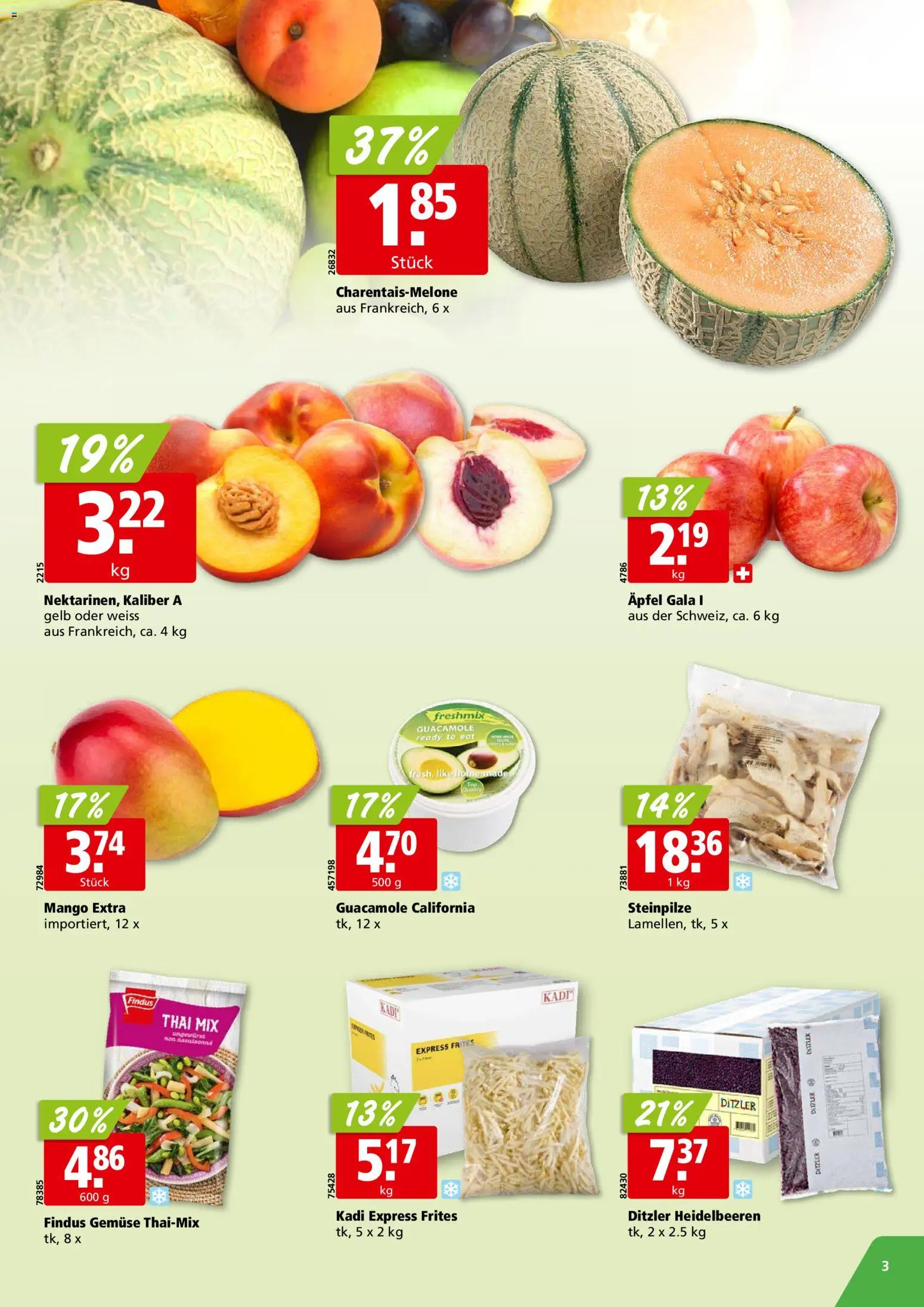 Aligro aktionen Chavannes, Matran, Genf, Sitten – gültig ab 27.07.2026 | Seite: 3 | Produkte: Äpfel, Gemüse, Mango