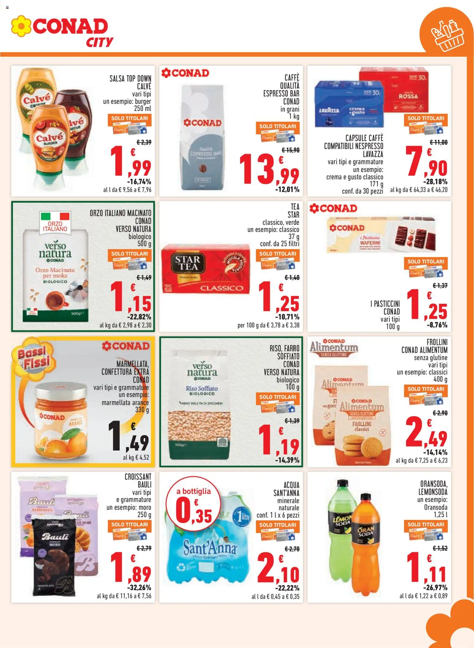 Volantino Conad del 08/10/2026 | Pagina: 11 | Prodotti: Senza glutine, Arance, Croissant, Bottiglia