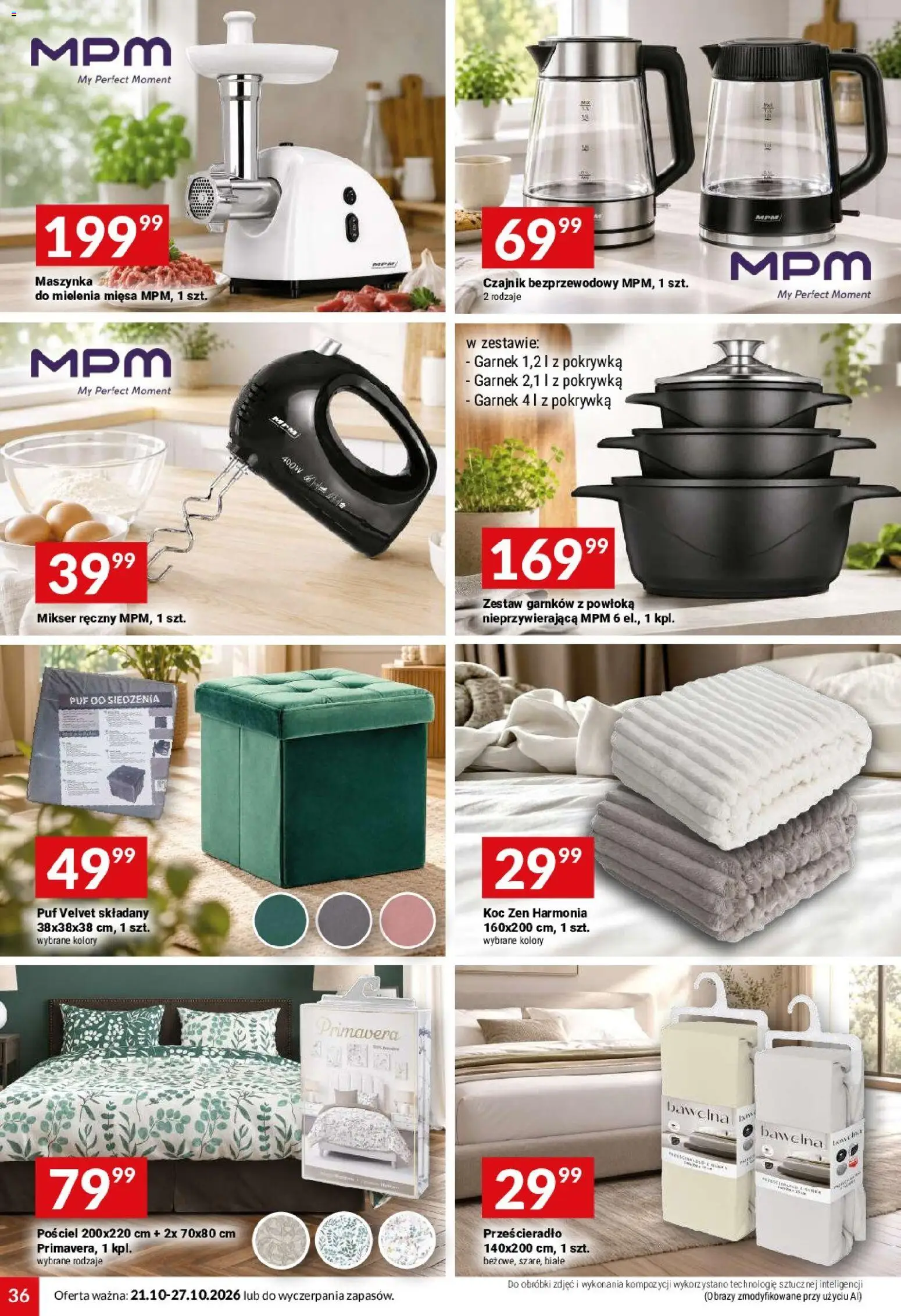 Twój Market gazetka od 21.10.2026 | Strona: 36 | Produkty: Maszynka do mielenia mięsa, Czajnik, Mikser, Pościel 200x220