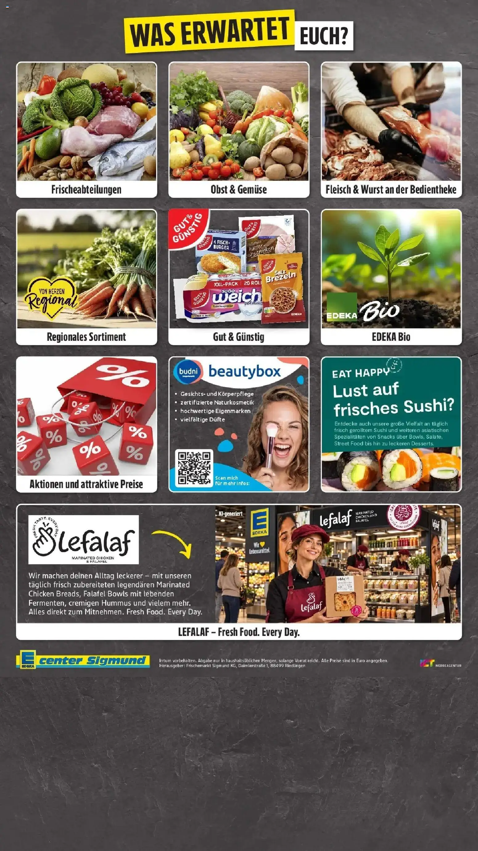 E center Prospekt Sigmaringen (ab 26.10.2026) zum Blättern | Seite: 2 | Produkte: Spezialitäten, Burger, Wurst, Hummus