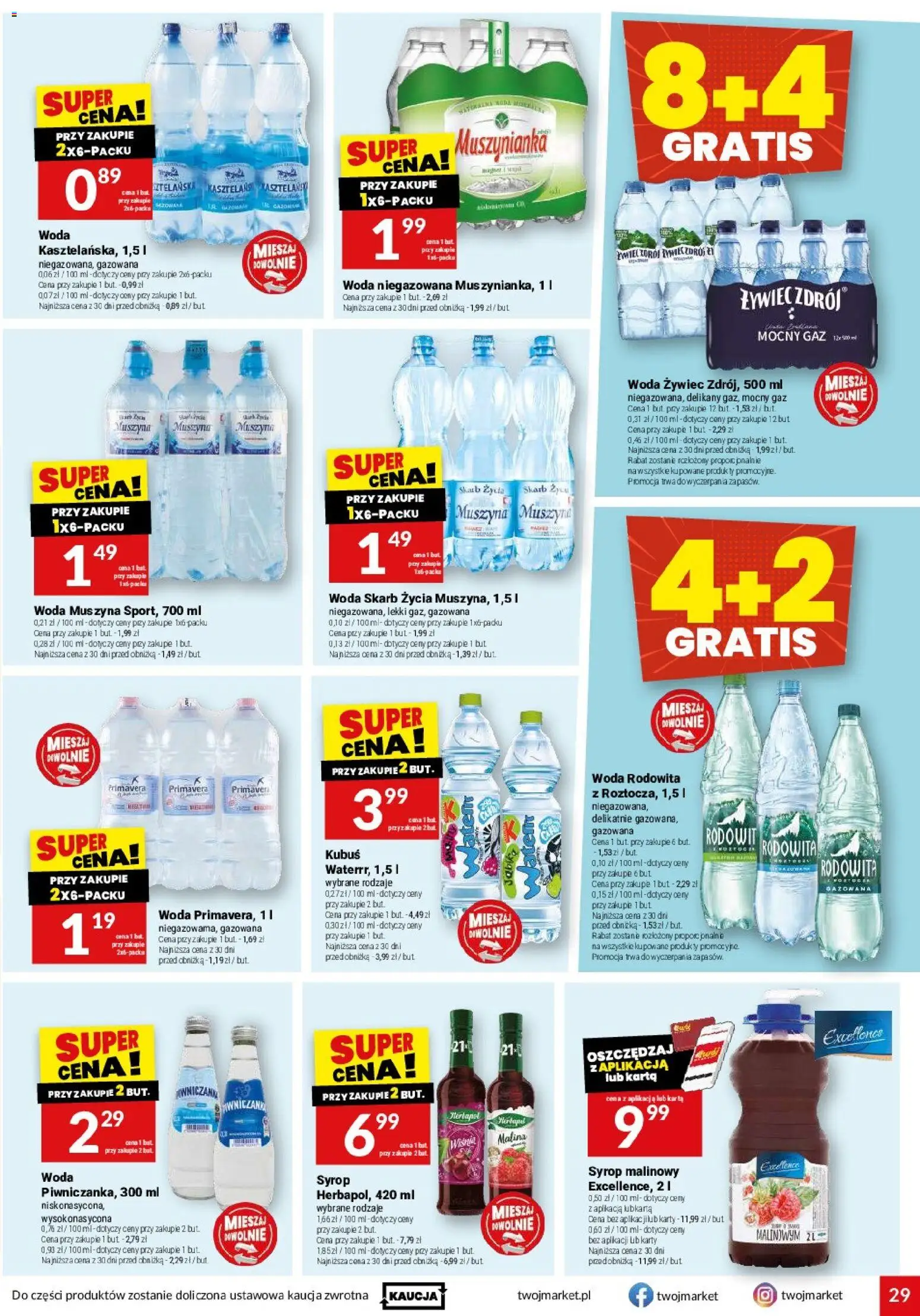 Twój Market gazetka od 24.06.2026 | Strona: 29 | Produkty: Karta, Syrop, Syrop malinowy, Muszynianka