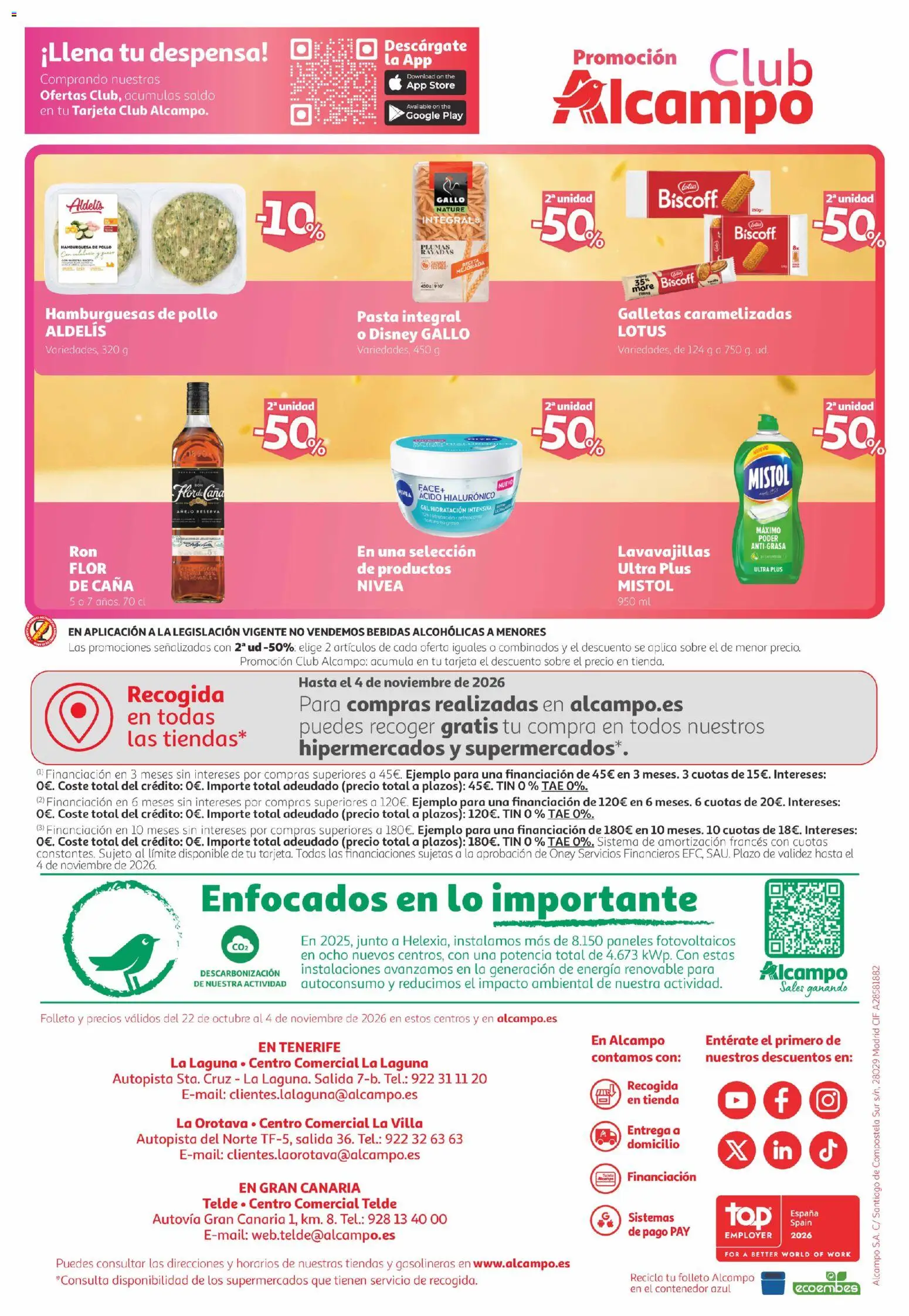 Alcampo folleto Telde │ válido desde el 22/10/2026 | Página: 64 | Productos: Pasta, Lotus, Lavavajillas, Bebidas