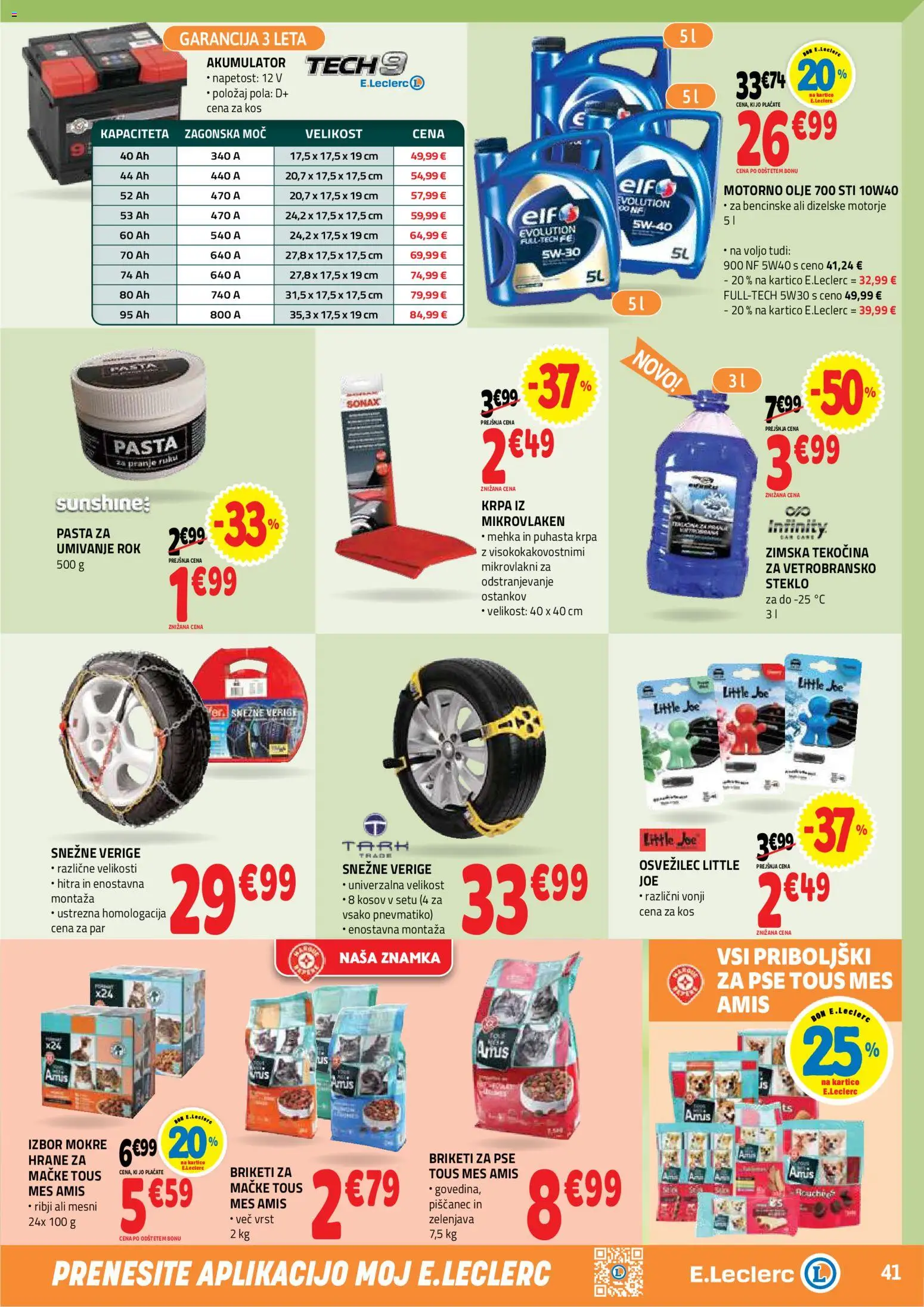 Novi E.leclerc katalog ponudbe – veljaven od 28.10.2026 | Stran: 41 | Izdelki: Kos, Akumulator, Olje, Briketi