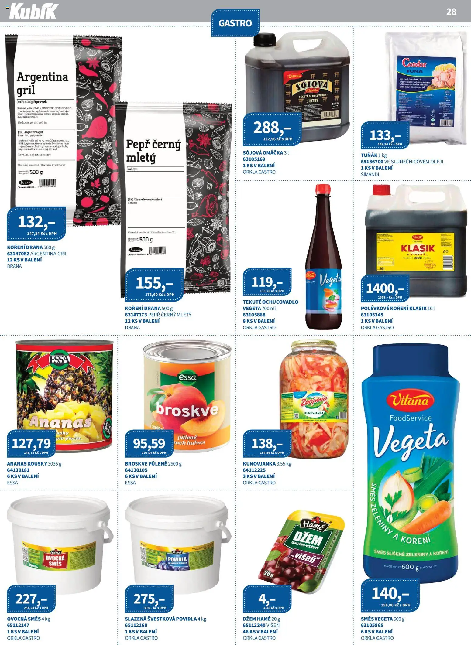 Kubík leták - Velkoobchod 09/2026 od 01.09.2026 | Strana: 28 | Produkty: Paprika, Gril, Sójová omáčka, Sůl