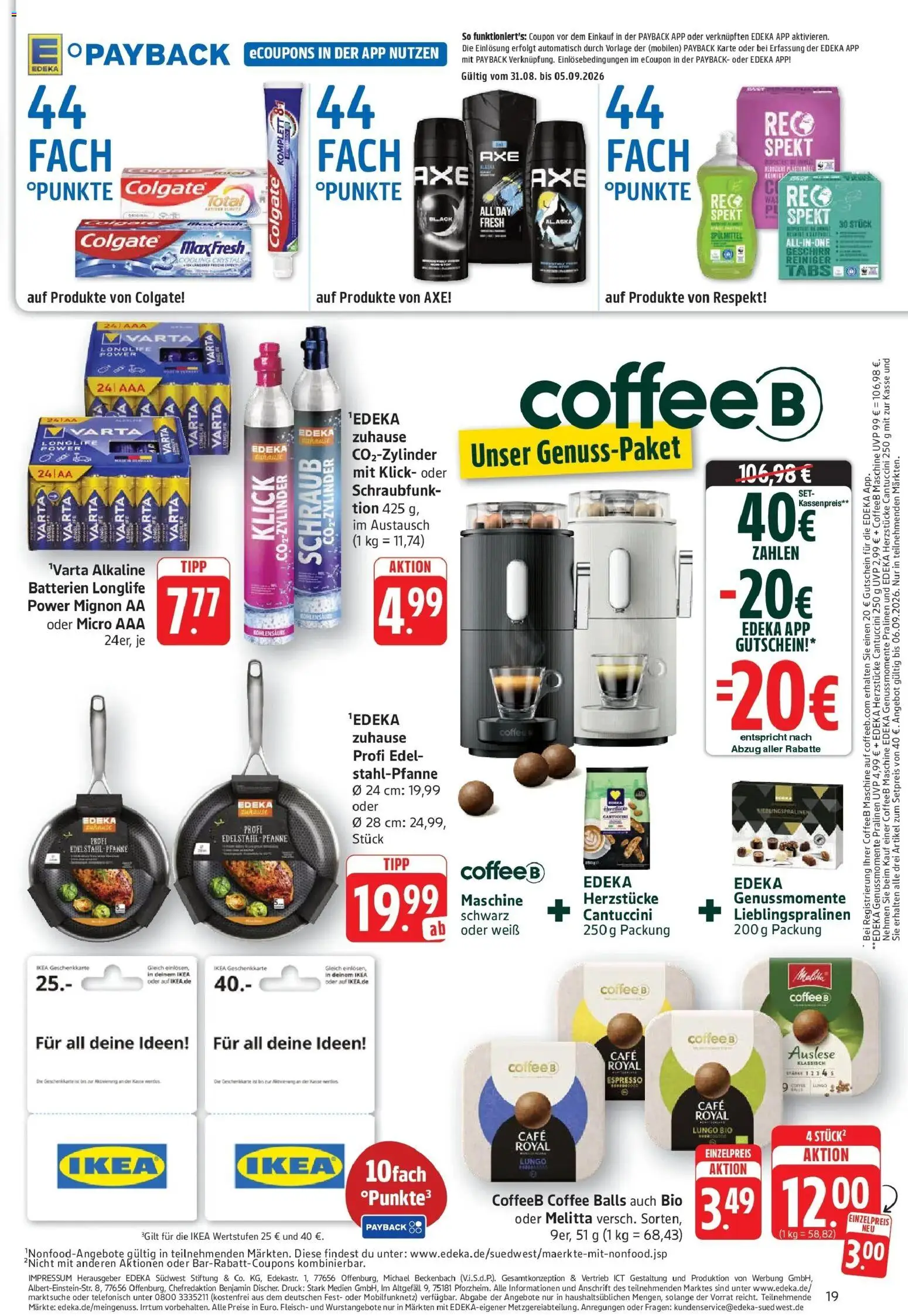 Edeka Prospekt Eislingen (ab 31.08.2026) » Angebote Online | Seite: 19 | Produkte: Melitta, Batterien, Axe, Fleisch