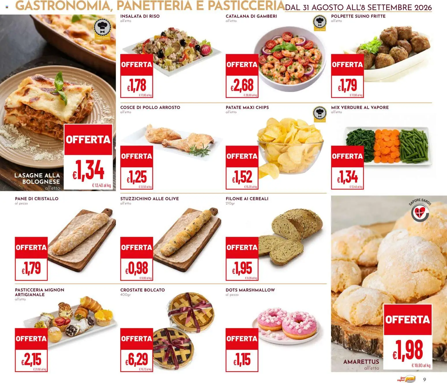 Volantino Pan del 31/08/2026 | Pagina: 9 | Prodotti: Cereali, Verdure, Lasagne, Pollo arrosto