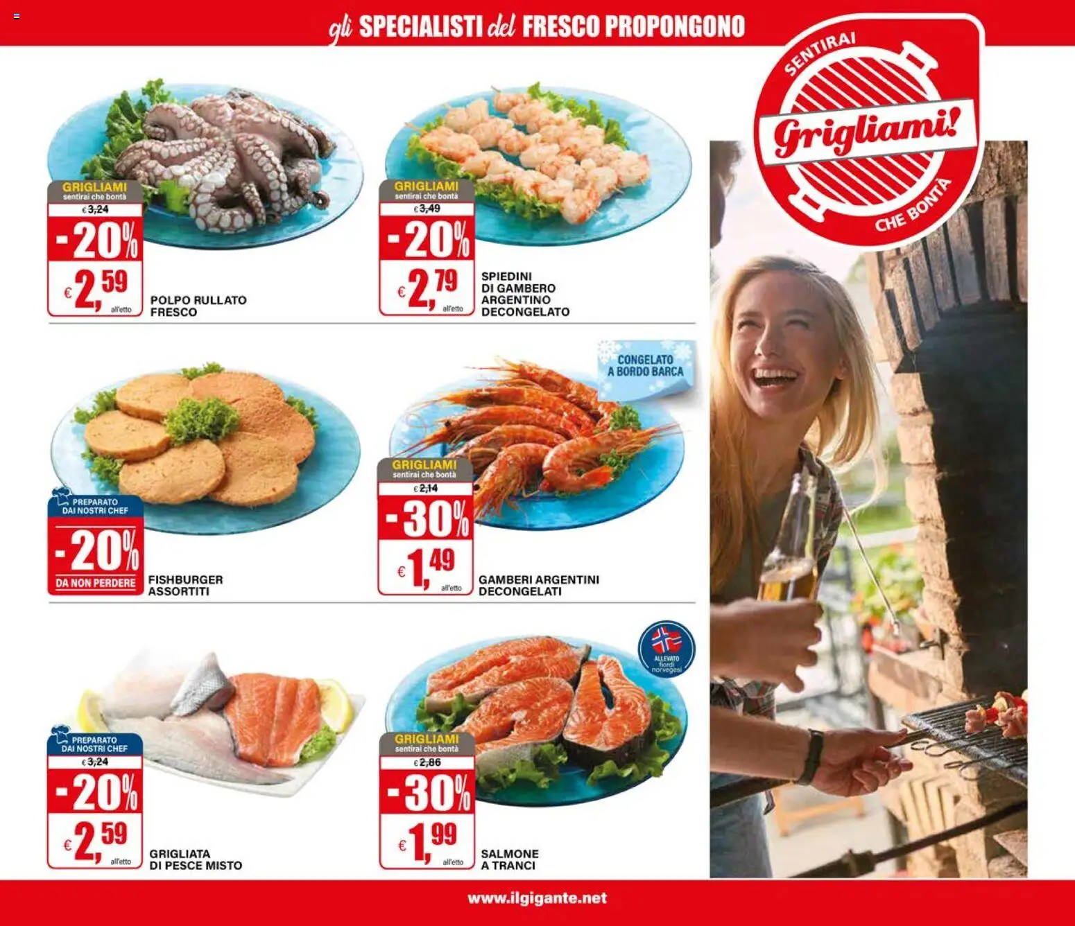Volantino Il Gigante del 30/07/2026 | Pagina: 11 | Prodotti: Salmone, Pesce, Gamberi, Polpo