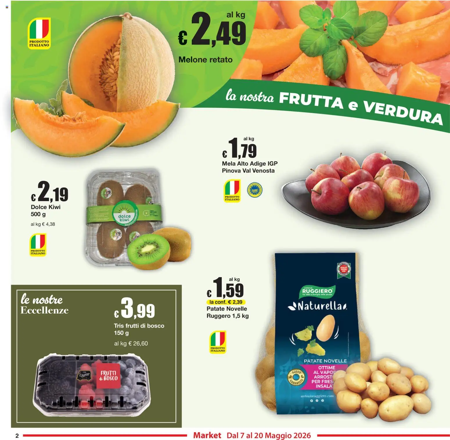 Volantino Sì con Te del 07.05.2026 | Pagina: 2 | Prodotti: Kiwi, Patate, Frutta, Melone