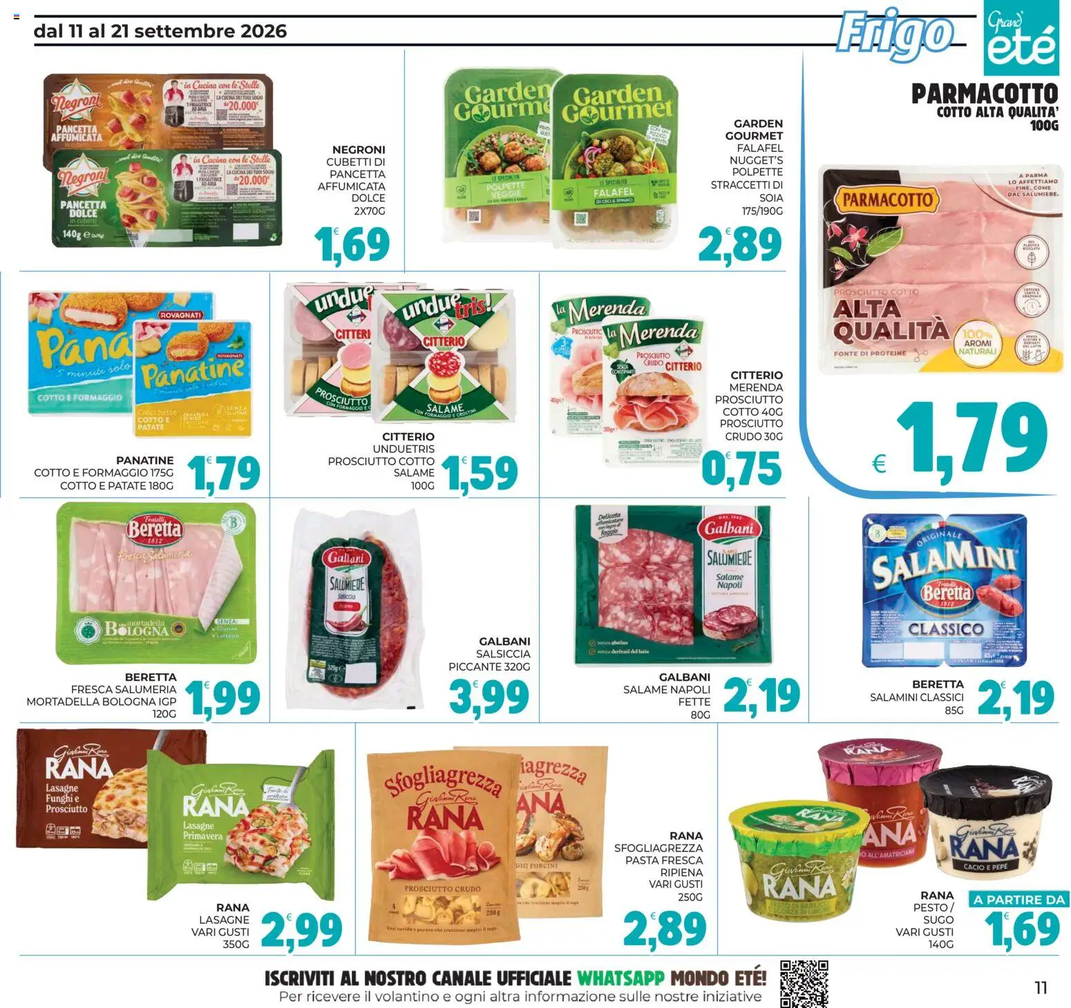 Volantino Eté del 11/09/2026 | Pagina: 11 | Prodotti: Salame, Pancetta, Patate, Pesto