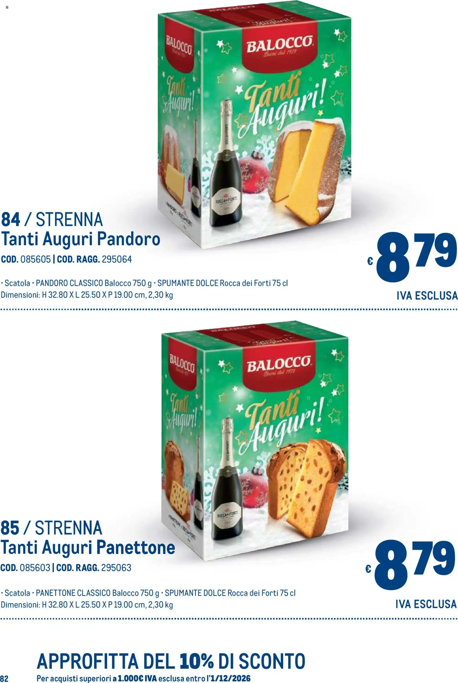 Volantino Metro del 19/10/2026 | Pagina: 82 | Prodotti: Pandoro, Panettone, Spumante, Scatola