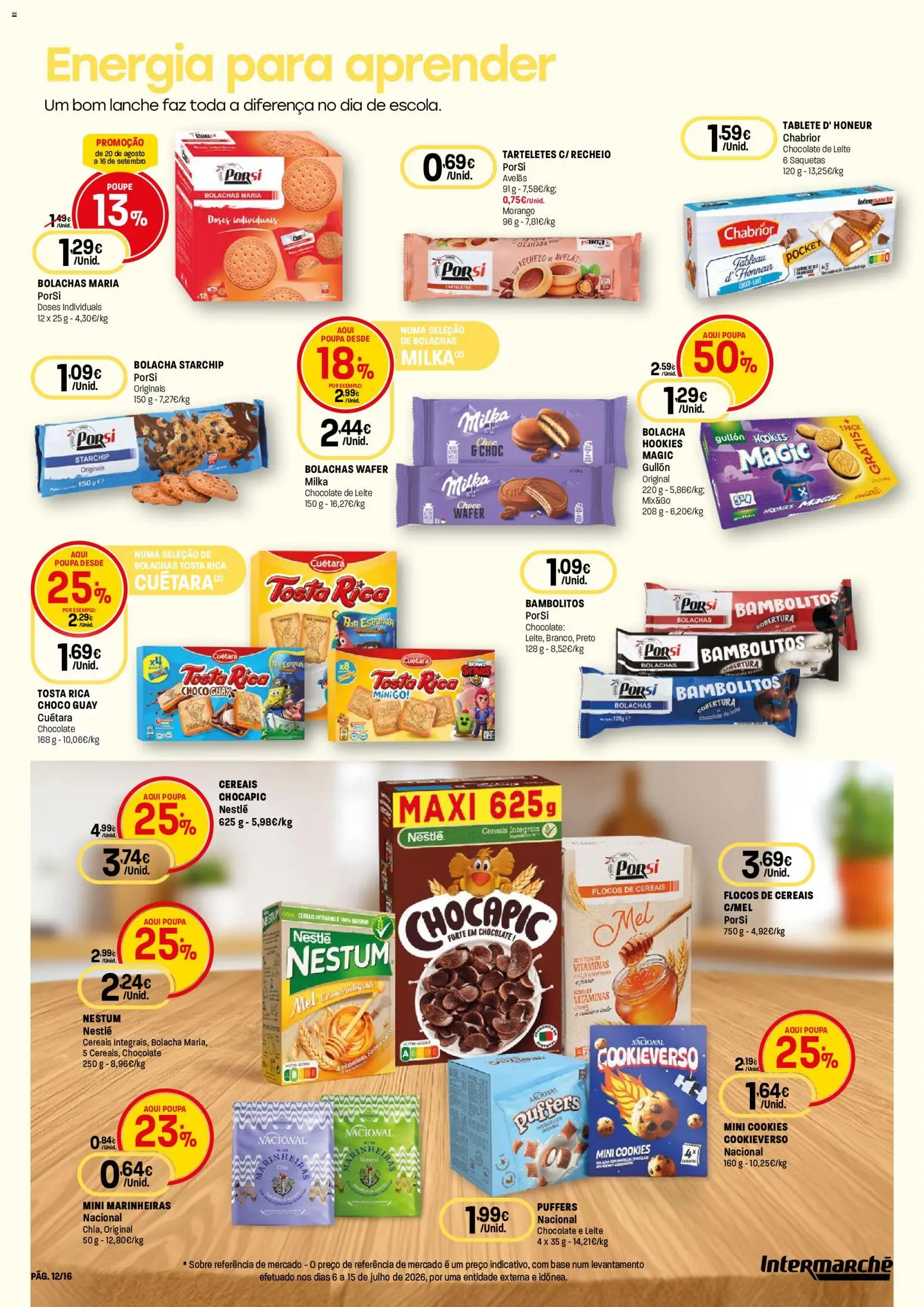 Intermarché Especial Regresso às Aulas │ válido de 20/08/2026 | Página: 12 | Produtos: Leite, Nestlé, Cereais, Flocos