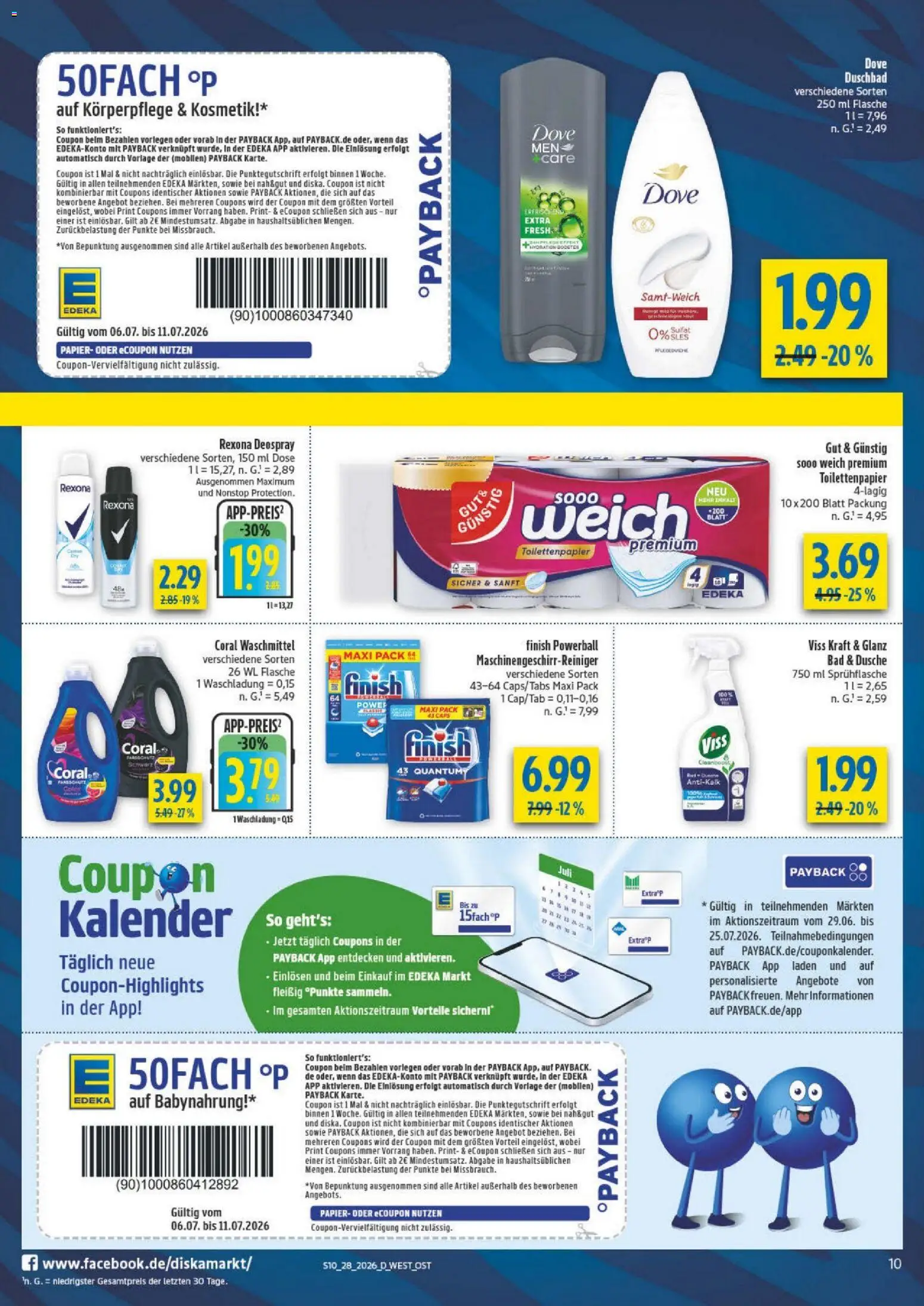 Diska - Diska Angebote Bayern KW28 – gültig ab 06.07.2026 | Seite: 14 | Produkte: Dusche, Finish, Waschmittel, Toilettenpapier