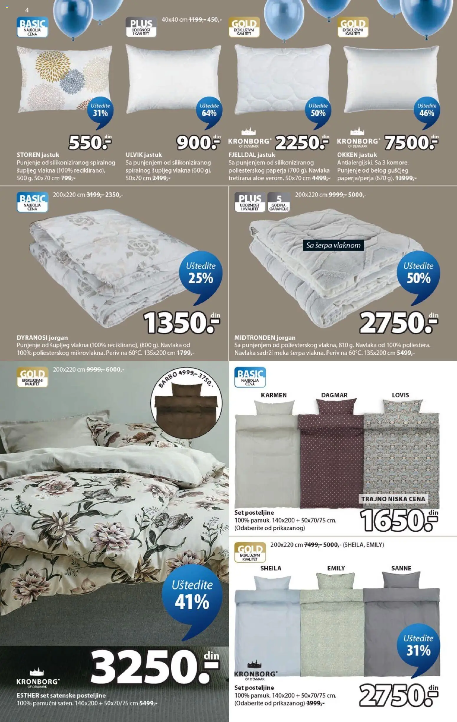 Jysk katalog - važi od 02.09.2026 | Strana: 4 | Proizvode: Jastuk, Jorgan, Posteljine