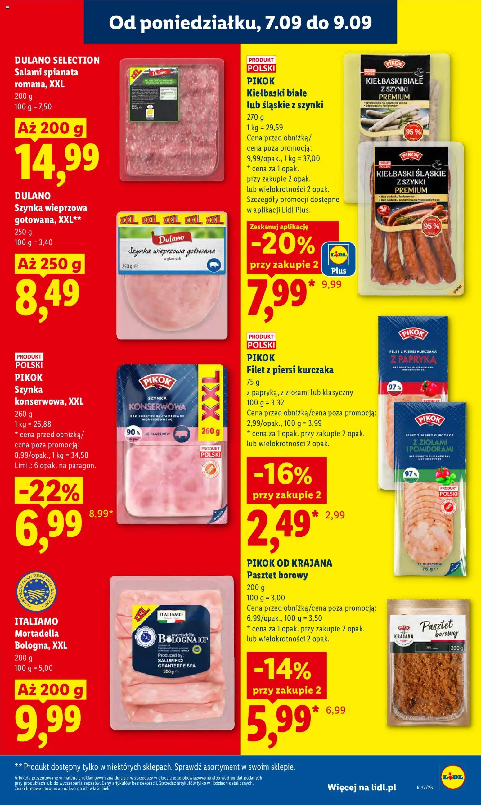 Lidl Polsko leták od 07.09.2026 | Strana: 37 | Produkty: Mortadella, Filet, Pikok