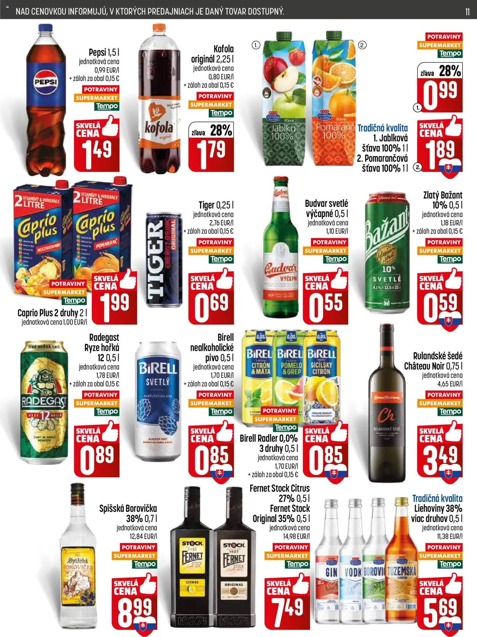 Nové COOP Jednota akcie – leták je platný od 30.04.2026 | Strana: 11 | Produkty: Pivo, Budvar, Pepsi, Fernet Stock
