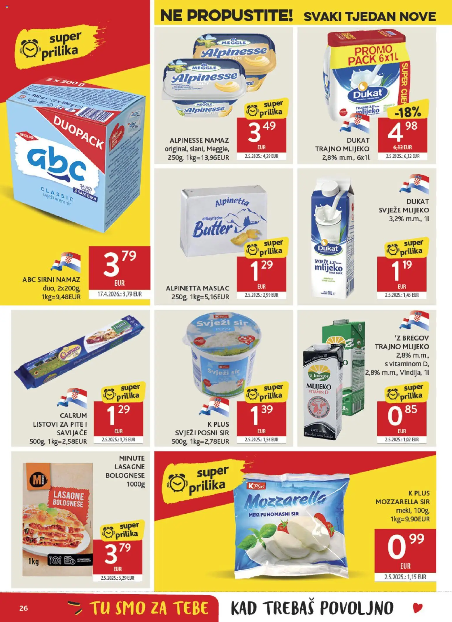 Konzum HR akciós ujság - amely érvényes a következő dátumtól: 13.05.2026 | Oldal: 26 | Termékek: Mozzarella, Lasagne