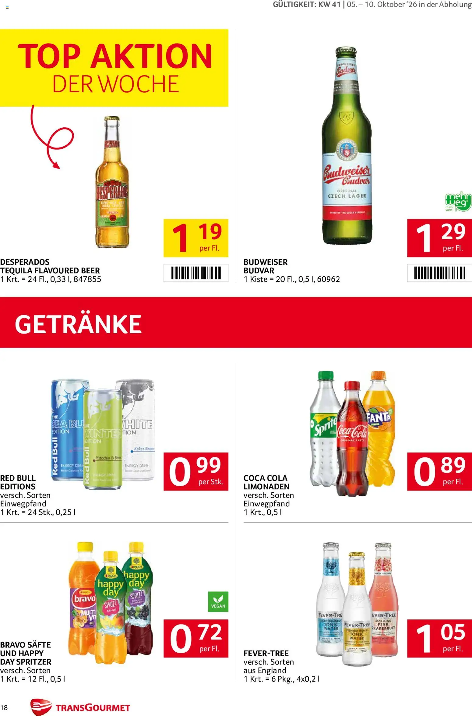 Transgourmet Flugblatt gültig ab 05.10.2026 | Seite: 18 | Produkte: Desperados, Grapefruit, Getränke, Fanta