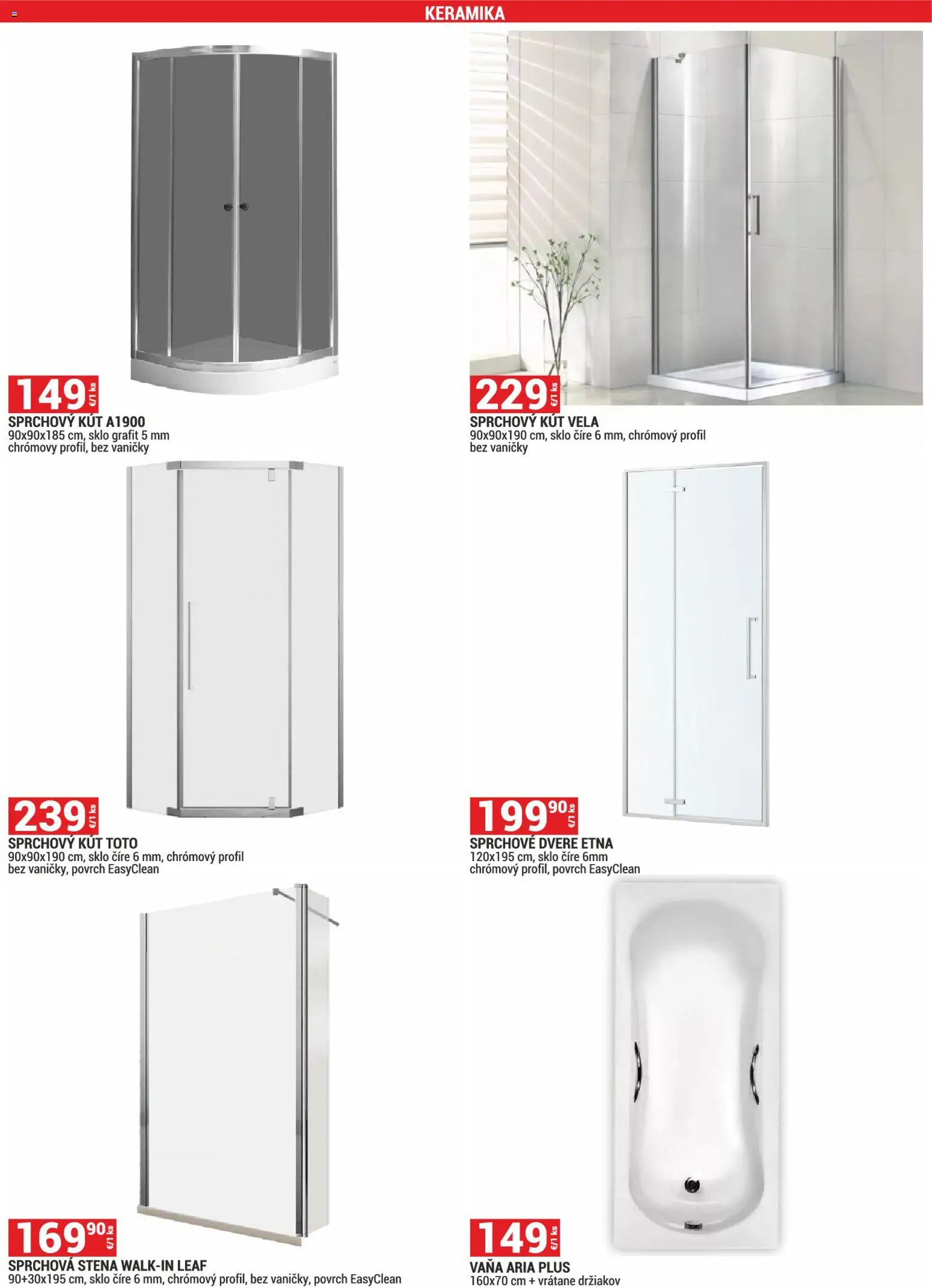 Nové Merkury Market akcie – leták je platný od 01.04.2026 | Strana: 5 | Produkty: Sprchové dvere, Sprchový kút, Vaňa, Dvere